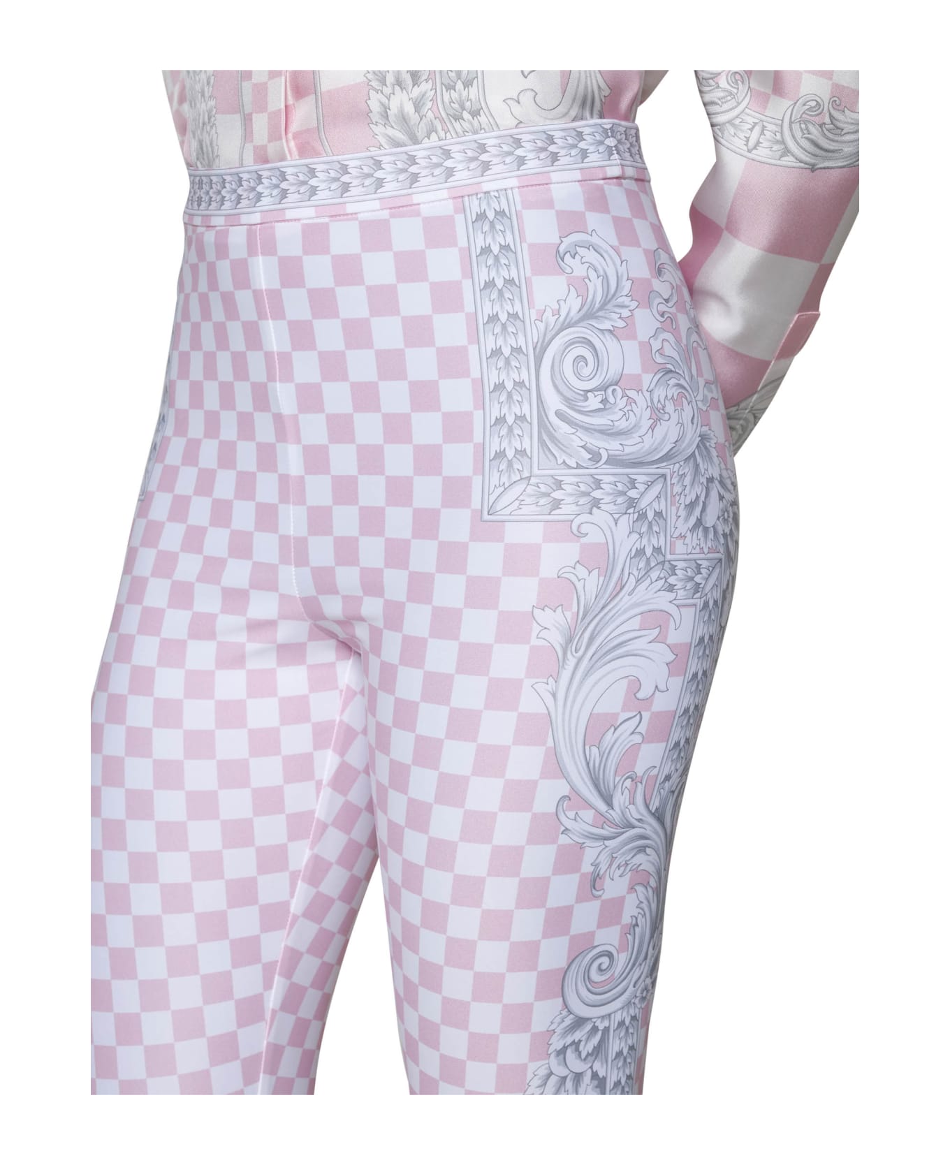 Versace Pants - Pastel pink + white + silver レギンス
