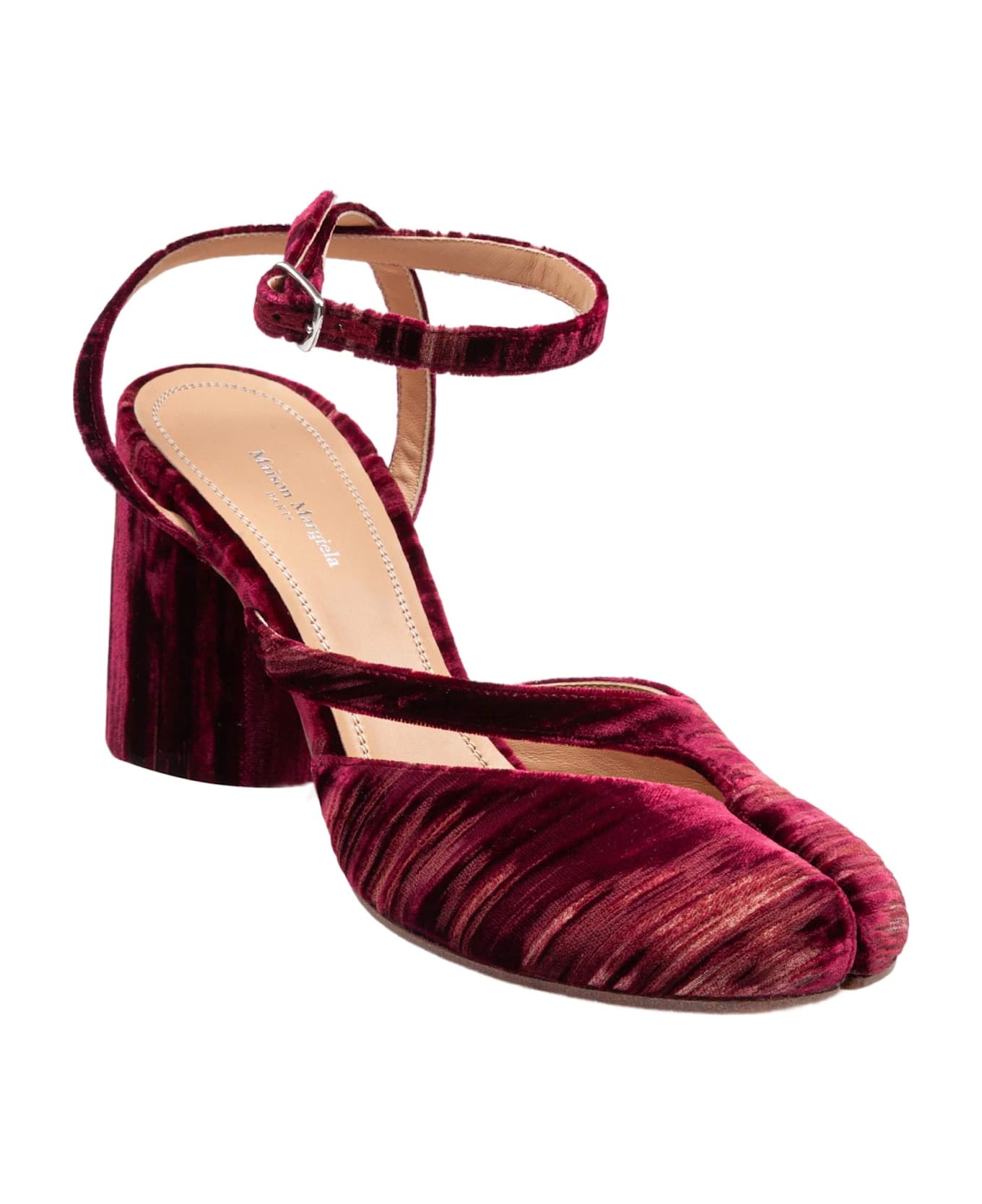 Maison Margiela Chenille Tabi Sandal, Burgundy - BORDEAUX