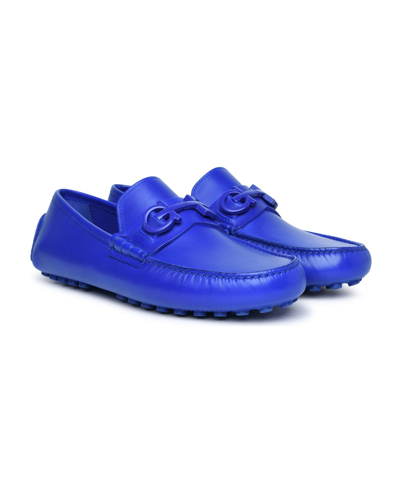 Ferragamo 'grazioso' Blue Leather Loafers - BLUE ローファー＆デッキシューズ