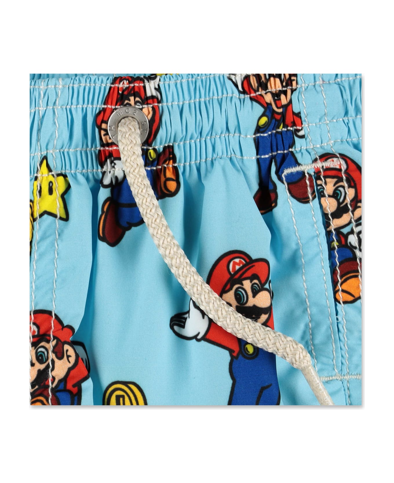MC2 Saint Barth Costume Shorts Da Mare Celeste Super Mario In Nylon Riciclato - Celeste