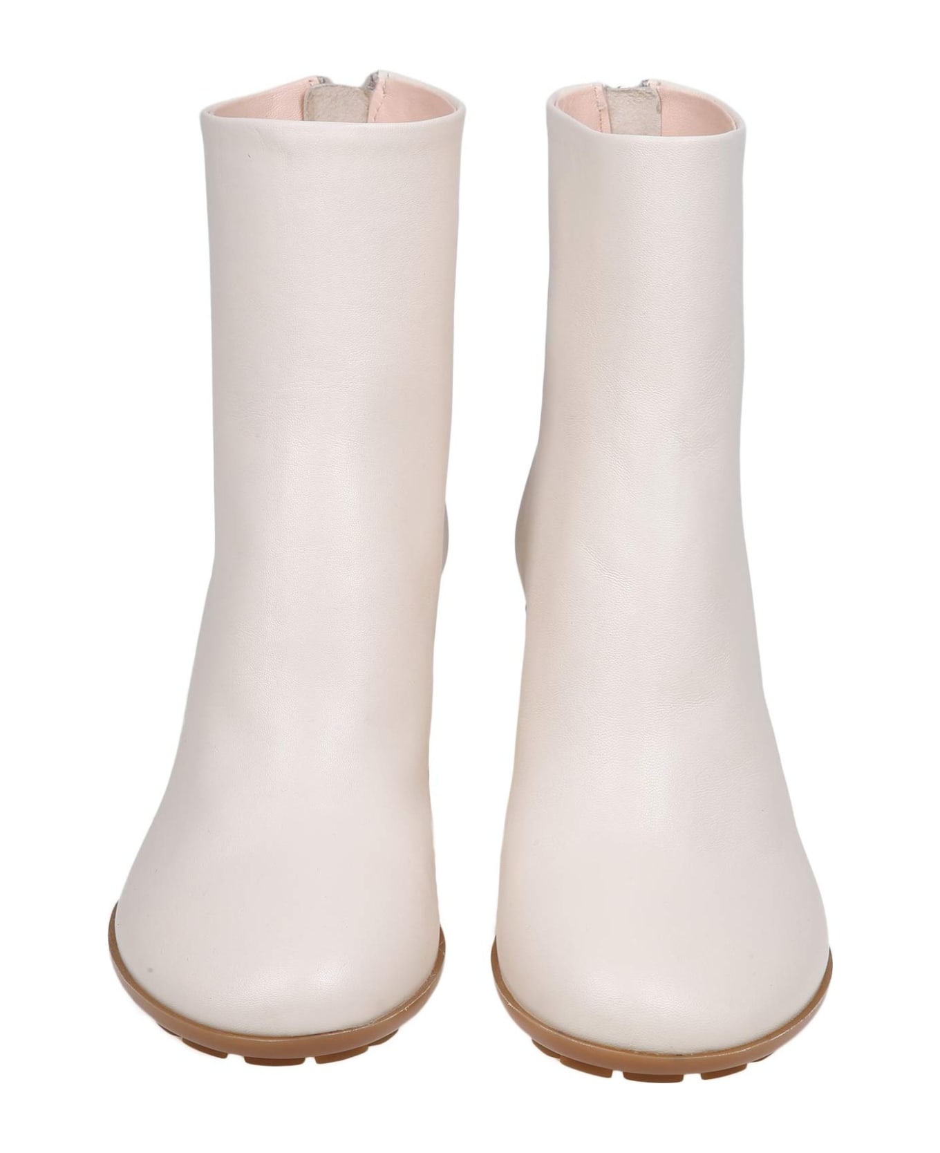 AGL Curvy Ankle Boots In Chalk Color Leather - PLASTER