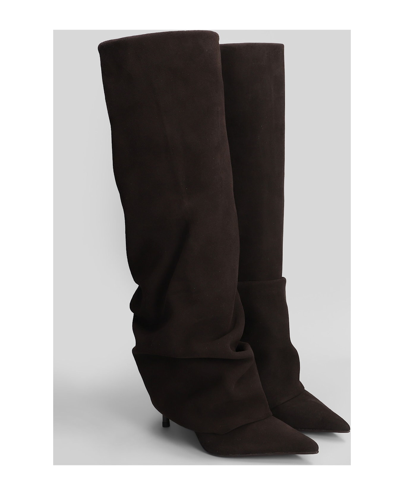 Le Silla Andy High Heels Boots In Brown Suede - brown