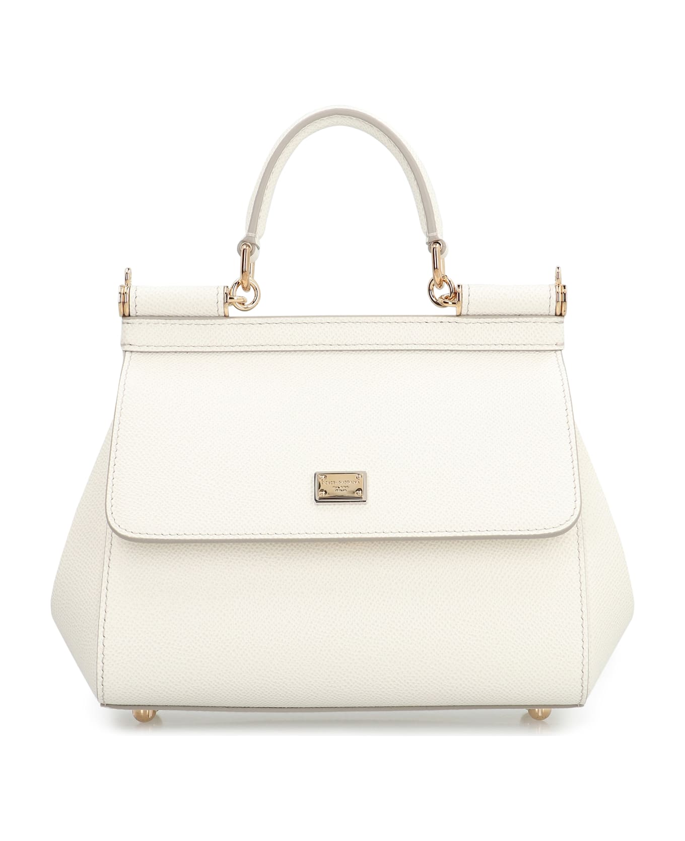 Dolce 
Gabbana Sicily Media Leather Handbag - White