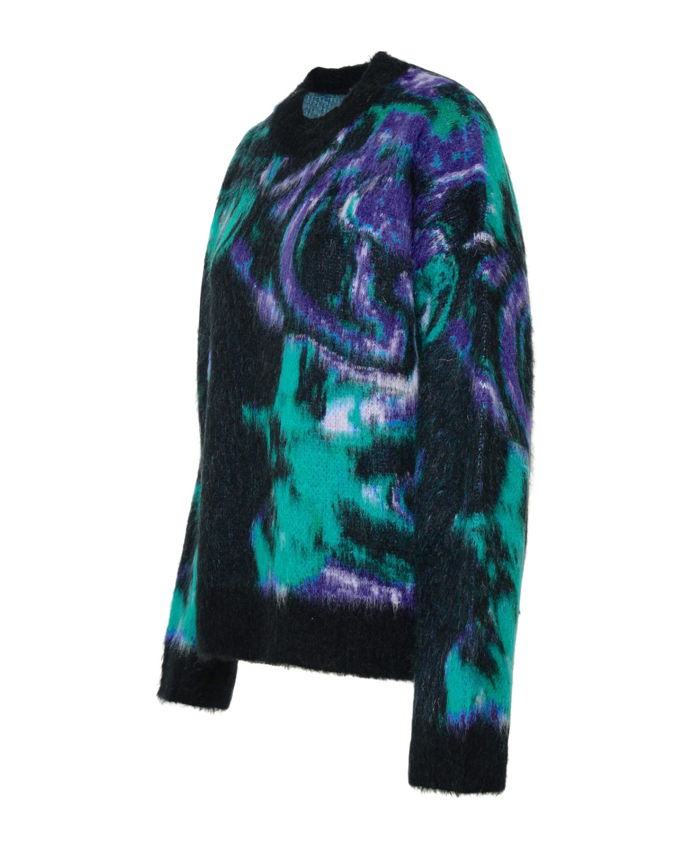 MSGM Black Brushed Mohair Blend Sweater - Green