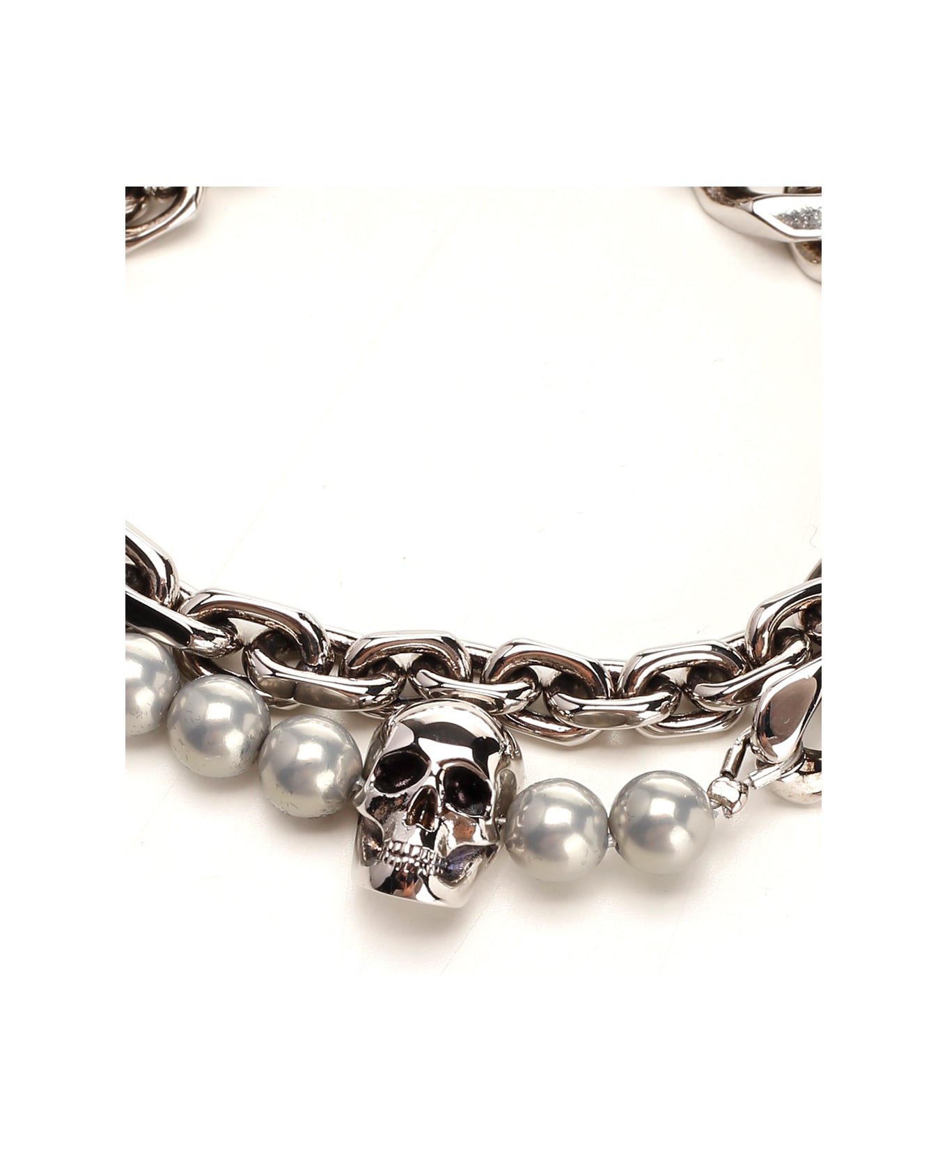 Alexander McQueen Skull&pearls Bracelet - Metallic