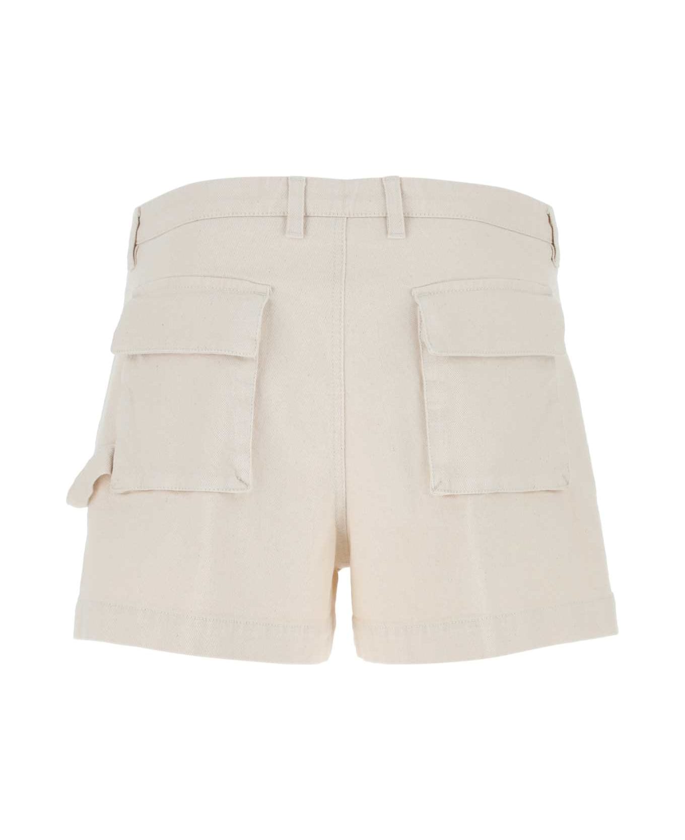 Etro Melange Ivory Stretch Cotton Shorts - WHITE