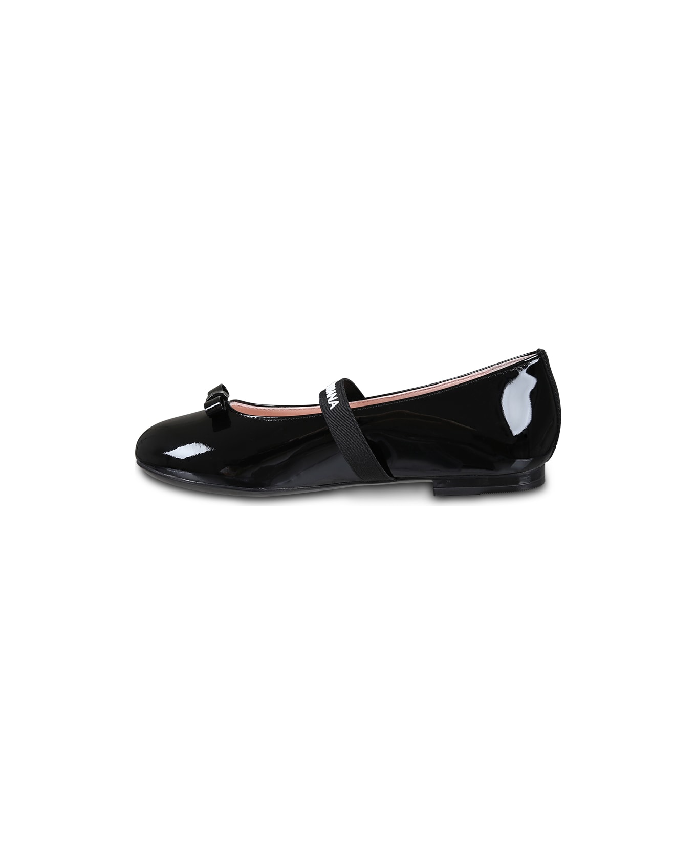 Dolce & Gabbana Black Ballet Flats For Girl With Logo - Black