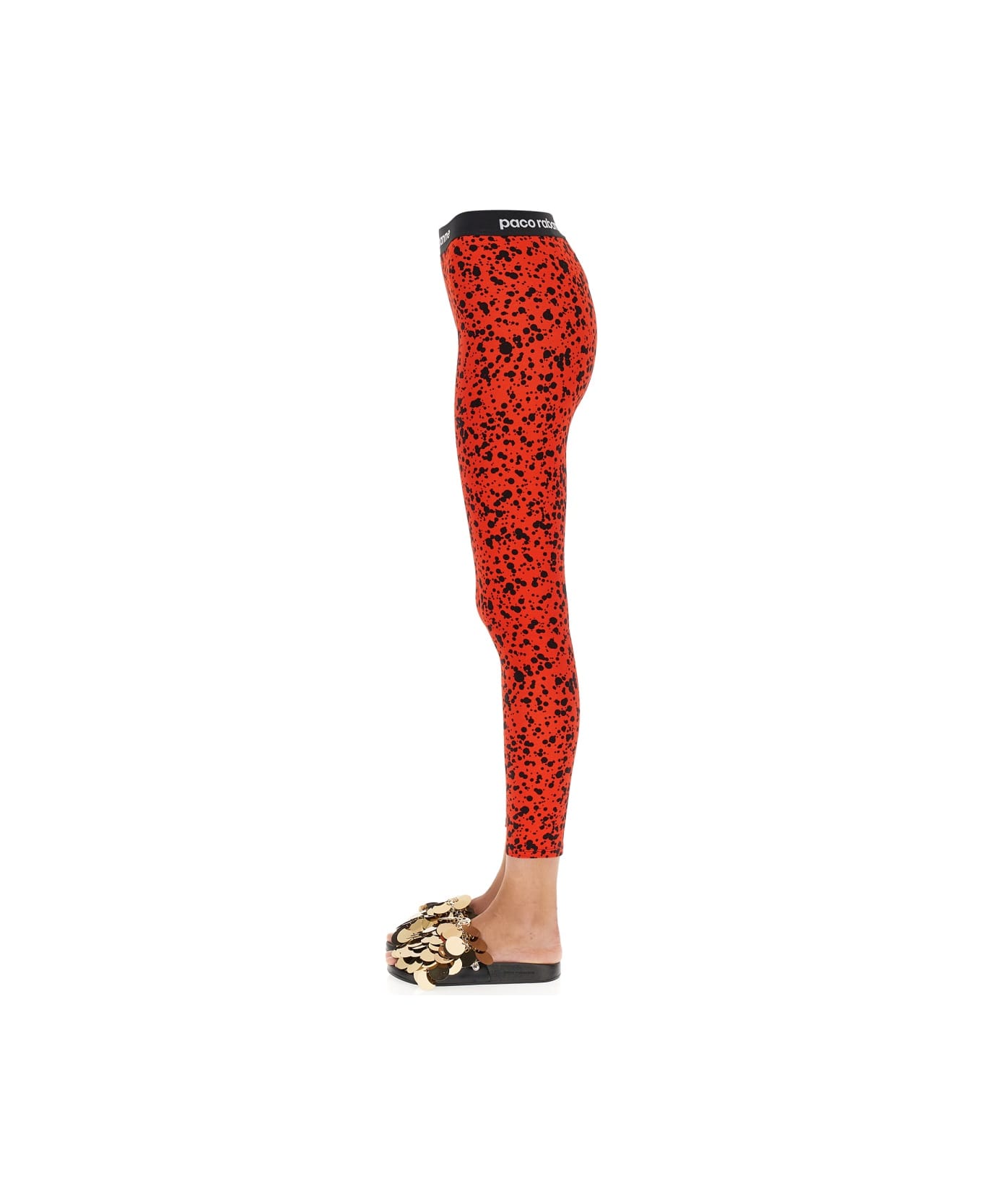 Paco Rabanne Leggings With Logoed Band - RED