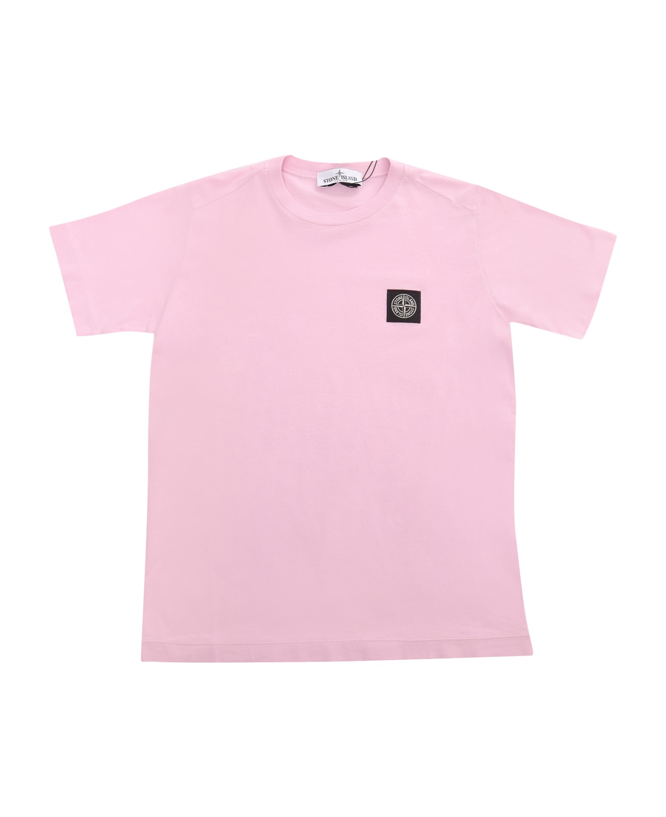 Stone Island Junior Pink T-shirt With Logo - PINK