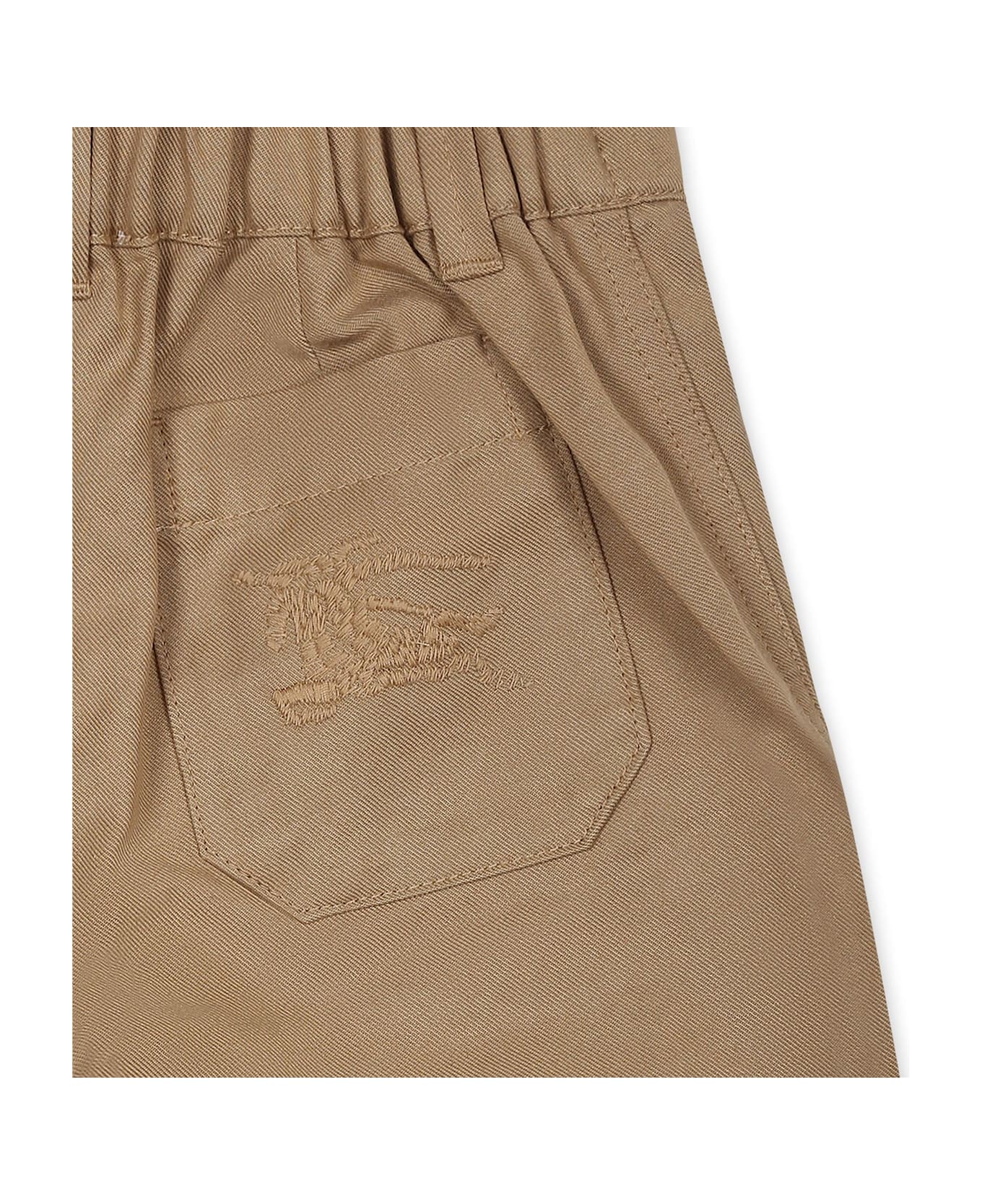 Burberry Beige Shorts For Baby Boy With Embroidered Logo - Beige