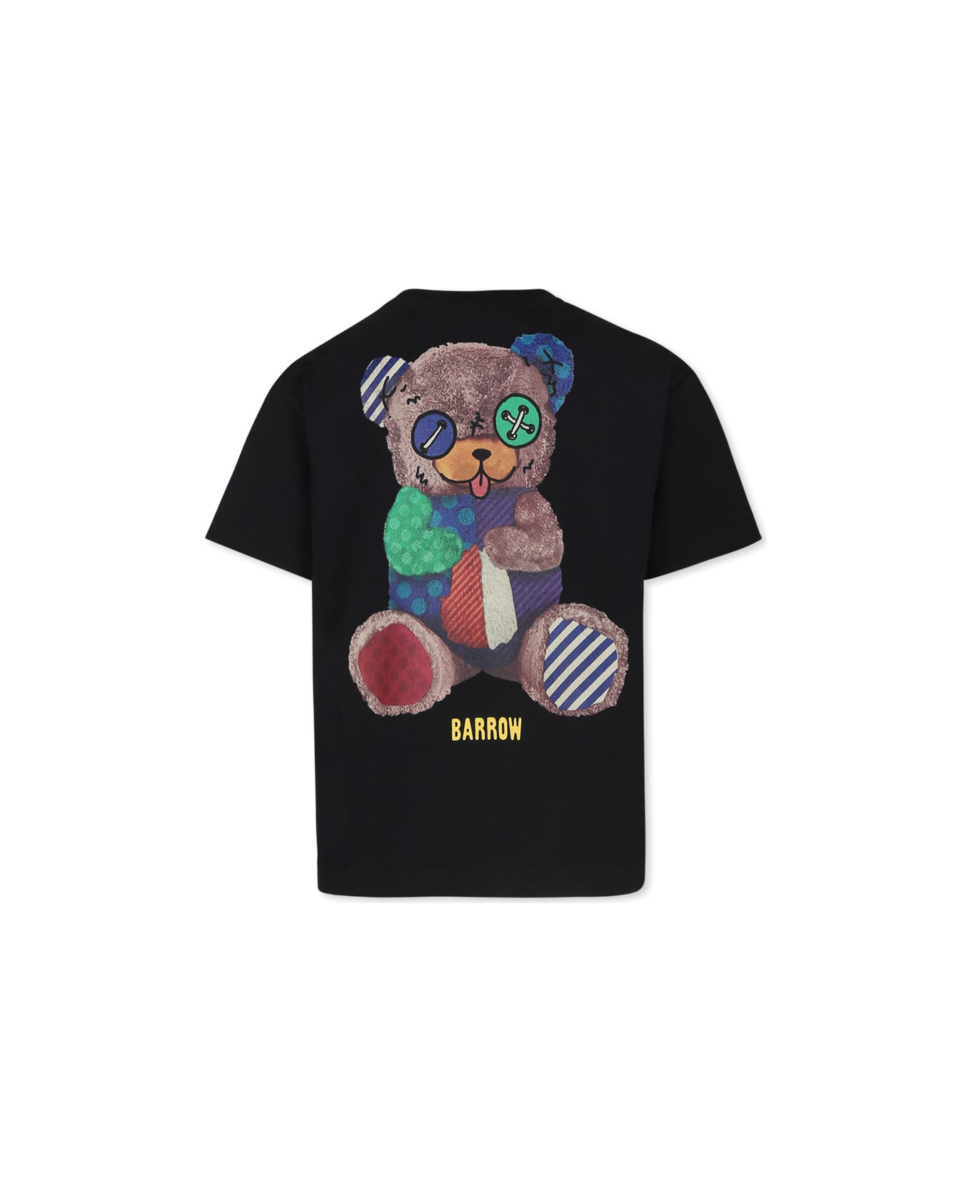 Barrow Black T-shirt For Kids With Logo And Bear - Nero