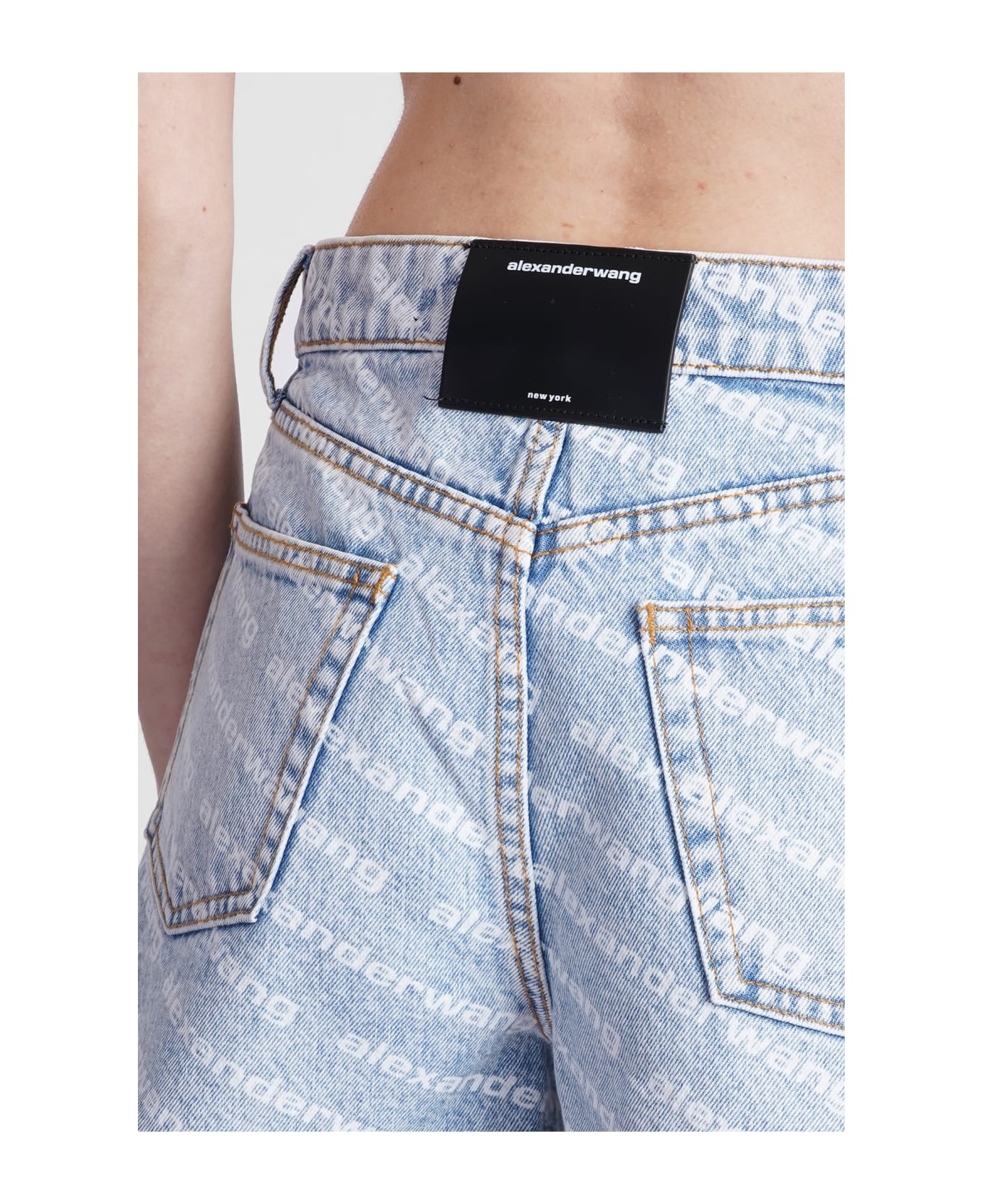 Alexander Wang Shorts With All Over Logo - Blue