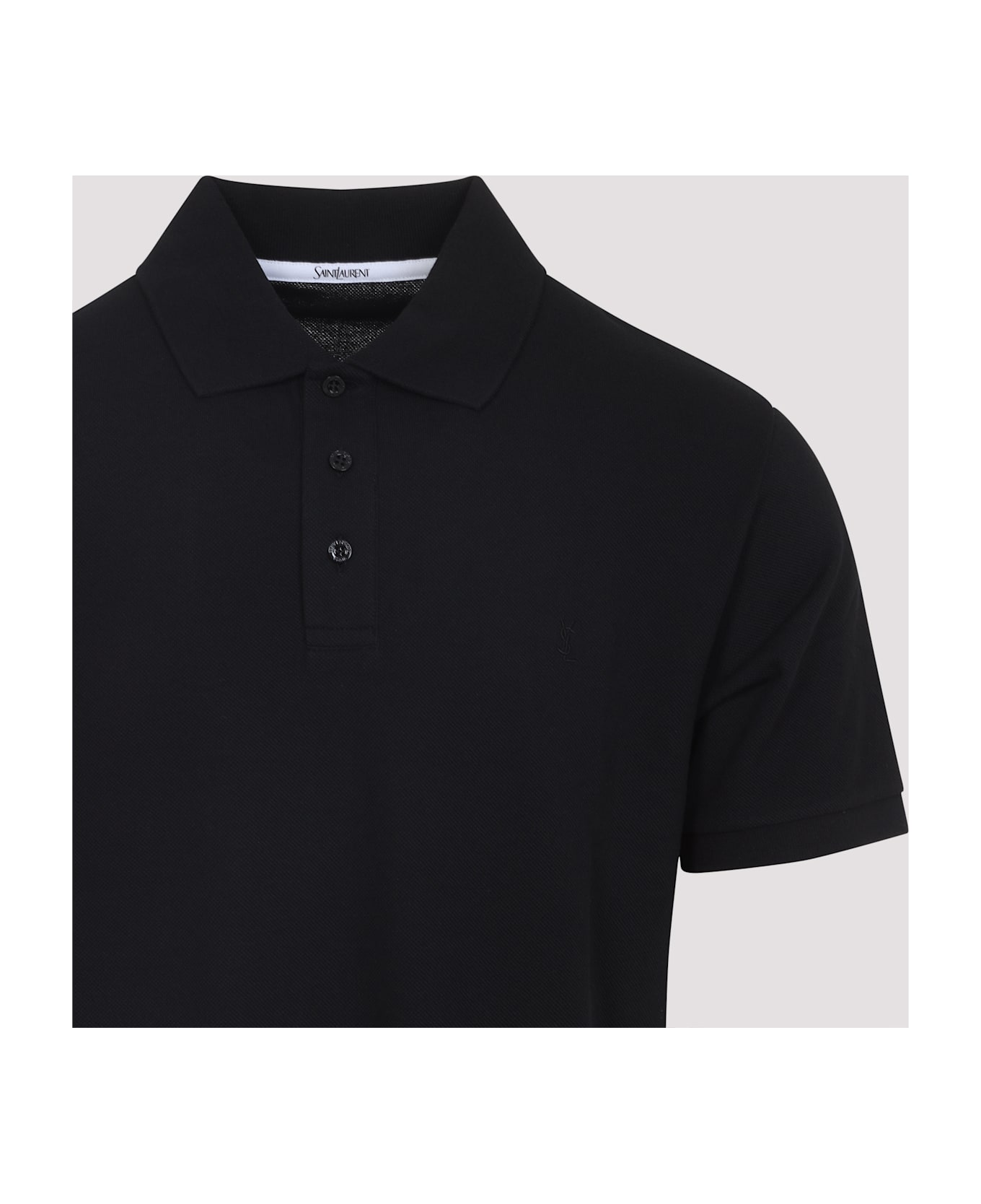 Saint Laurent Cotton Polo - Noir
