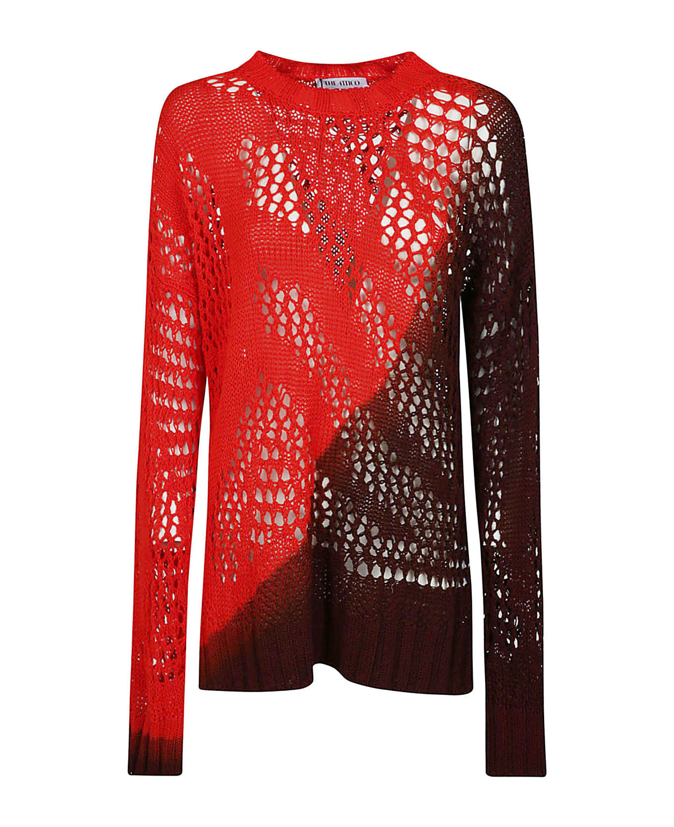 The Attico Rib Trim Perforated Colourblock Sweatshirt - Fuchsia