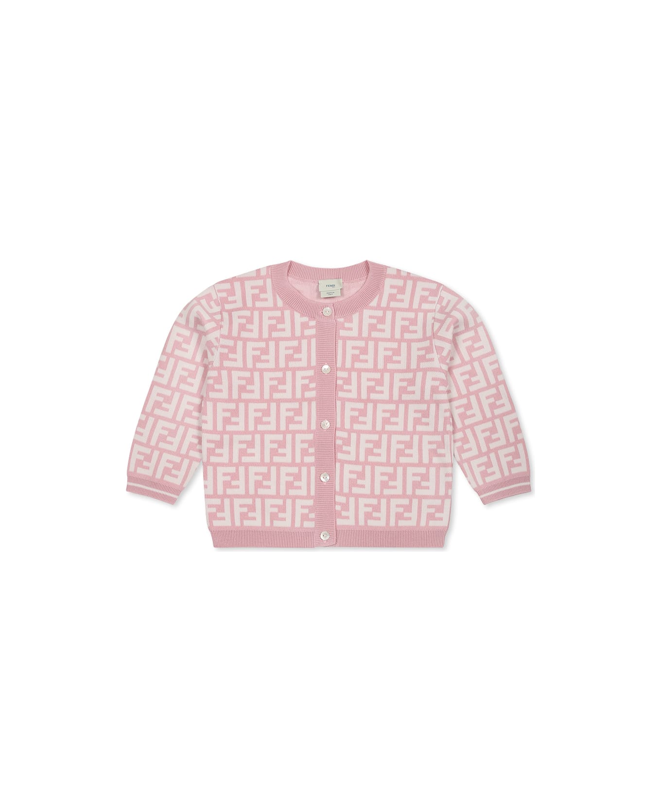 Fendi Pink Cardigan For Baby Girl - Pink