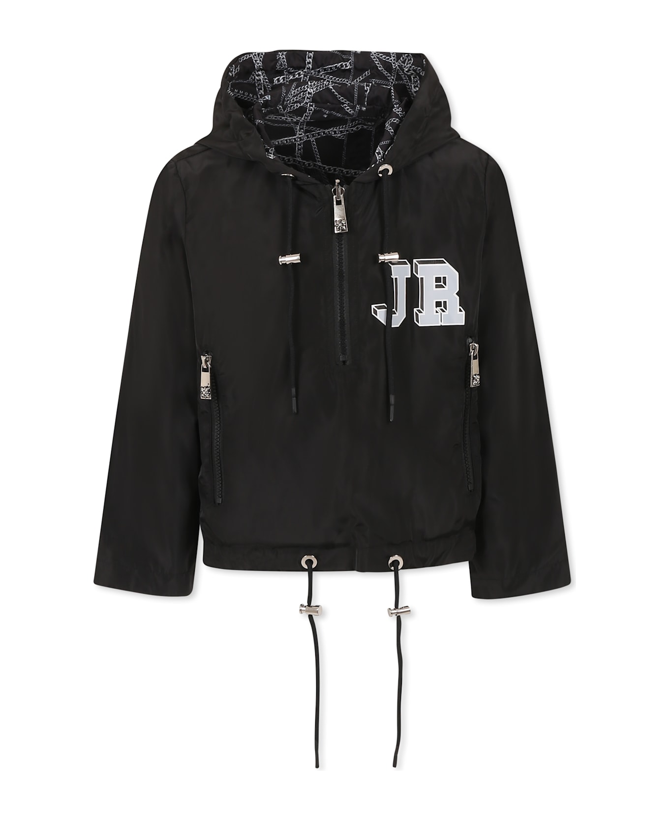 Richmond Black Reversible Jacket For Boy With Logo - Black