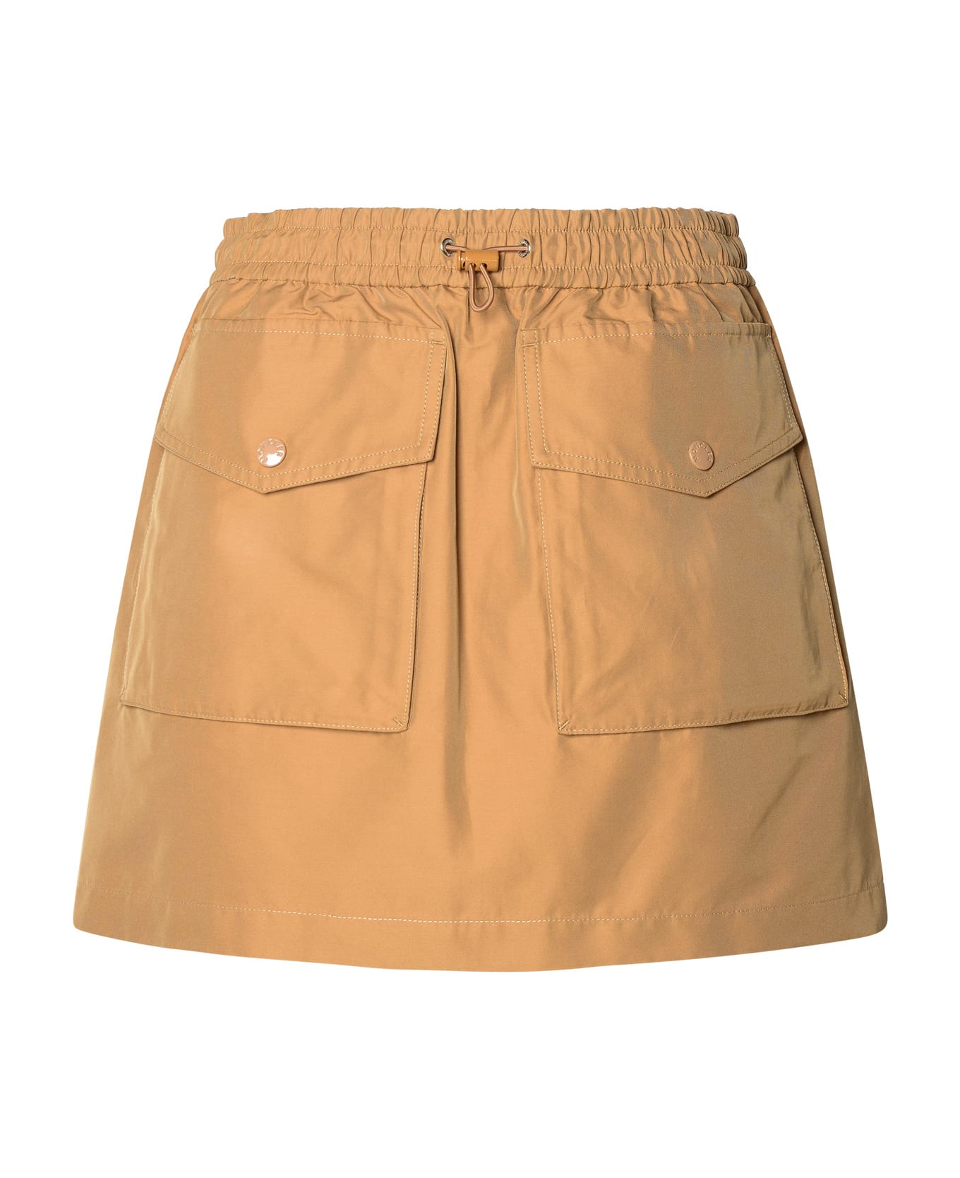 Moncler Cargo Miniskirt In Beige Cotton Blend - Beige