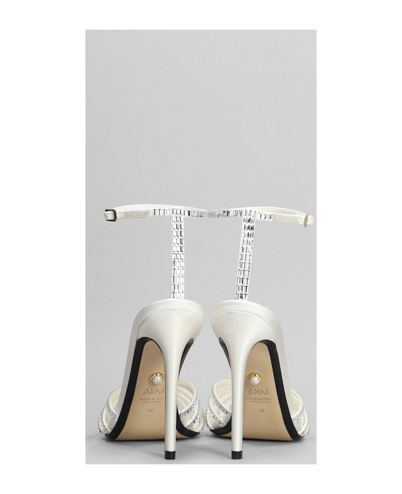 Alevì Penelope 110 Sandals In White Satin - white