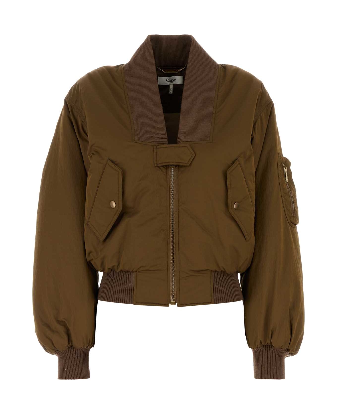 Chloé Brown Polyester Blend Bomber Jacket - AUTHENTICBROWN