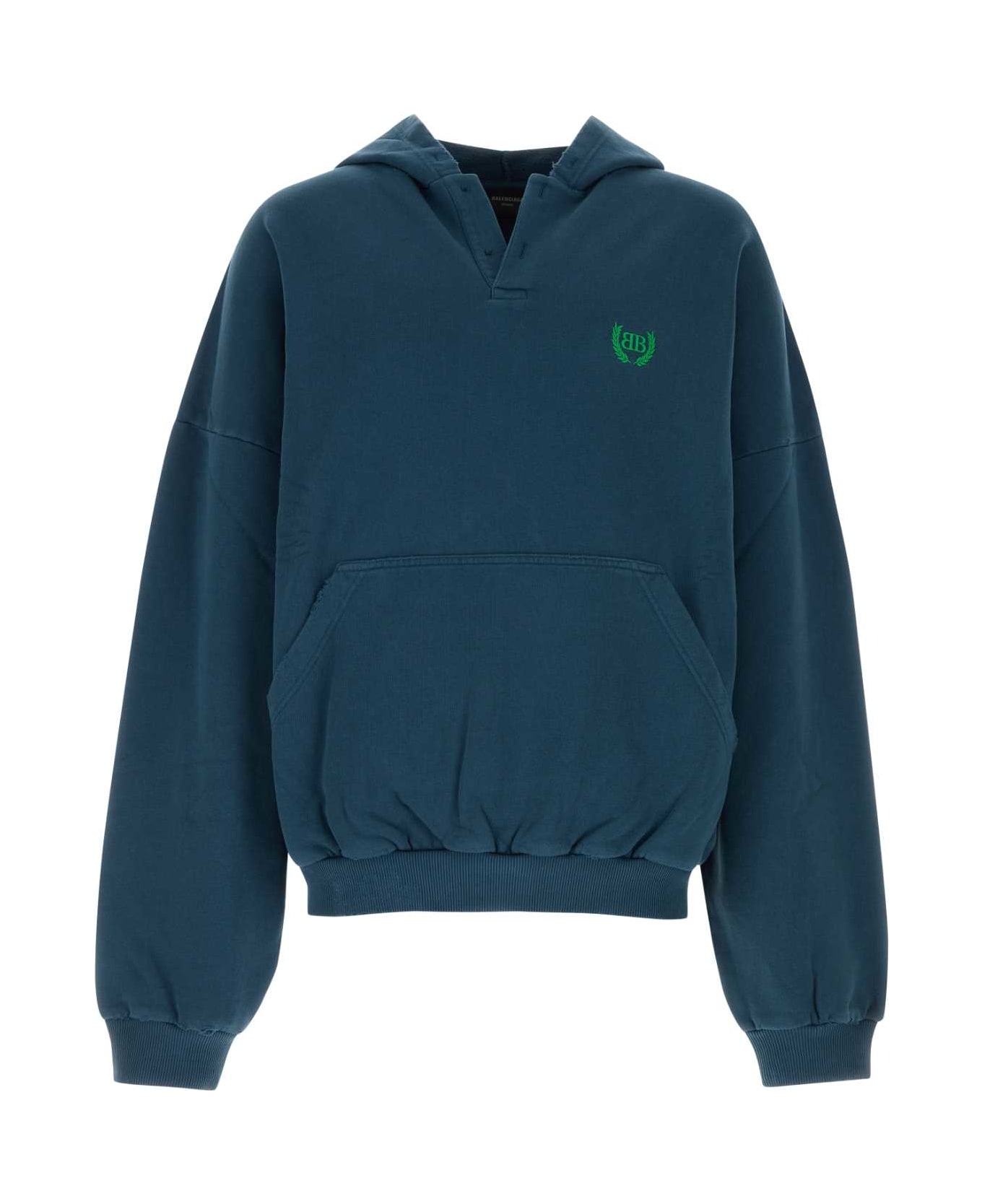 Balenciaga Blue Cotton Oversize Sweatshirt - DARK BLUE