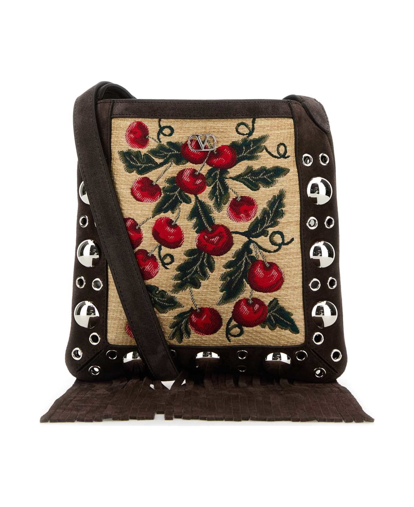 Valentino Garavani Embroidered Raffia And Suede Small Nellcã´te Crossbody Bag - NATURALEMULTICOLORTESTADIMORO