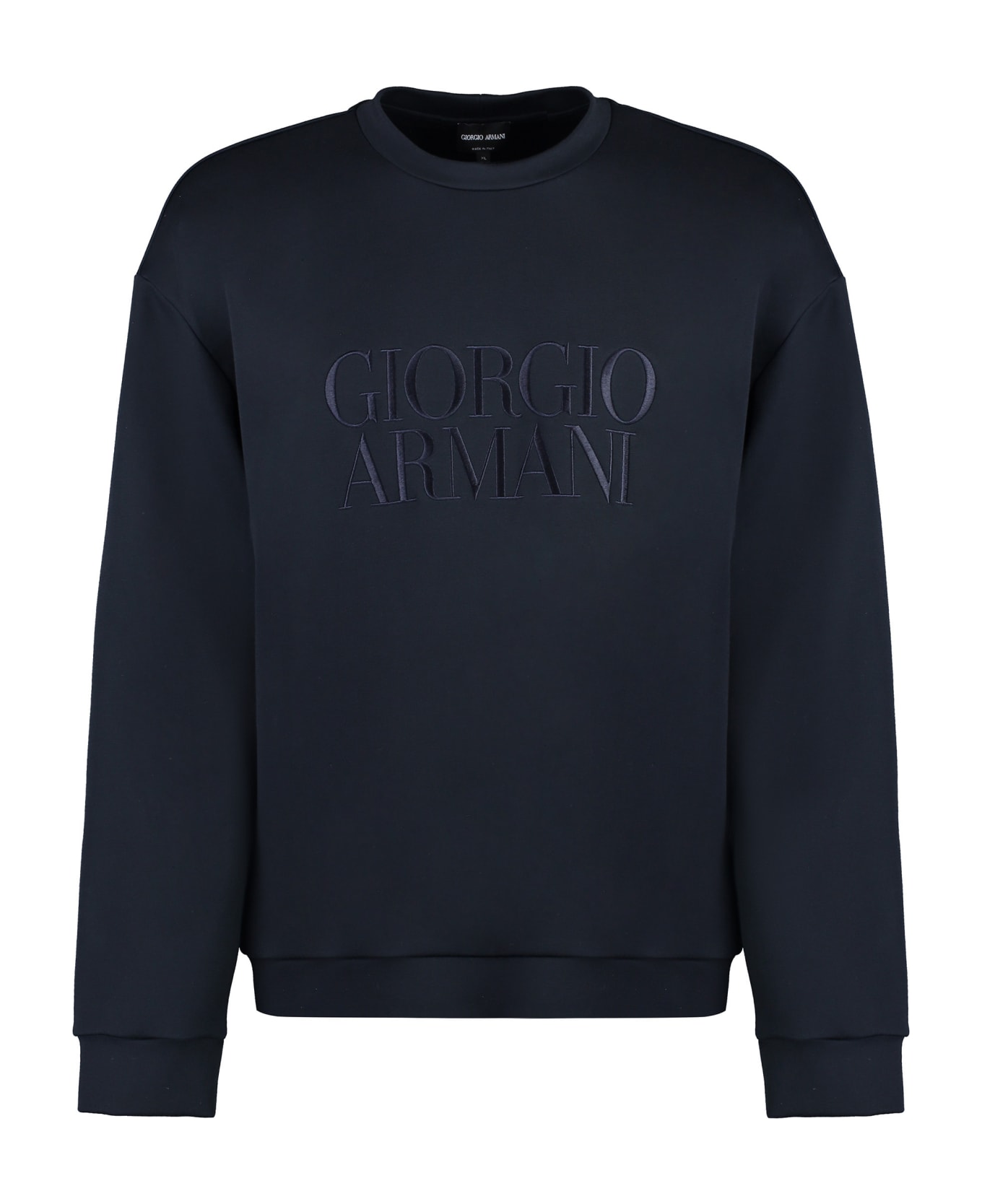 Giorgio Armani Embroidered Logo Crew-neck Sweatshirt - blue