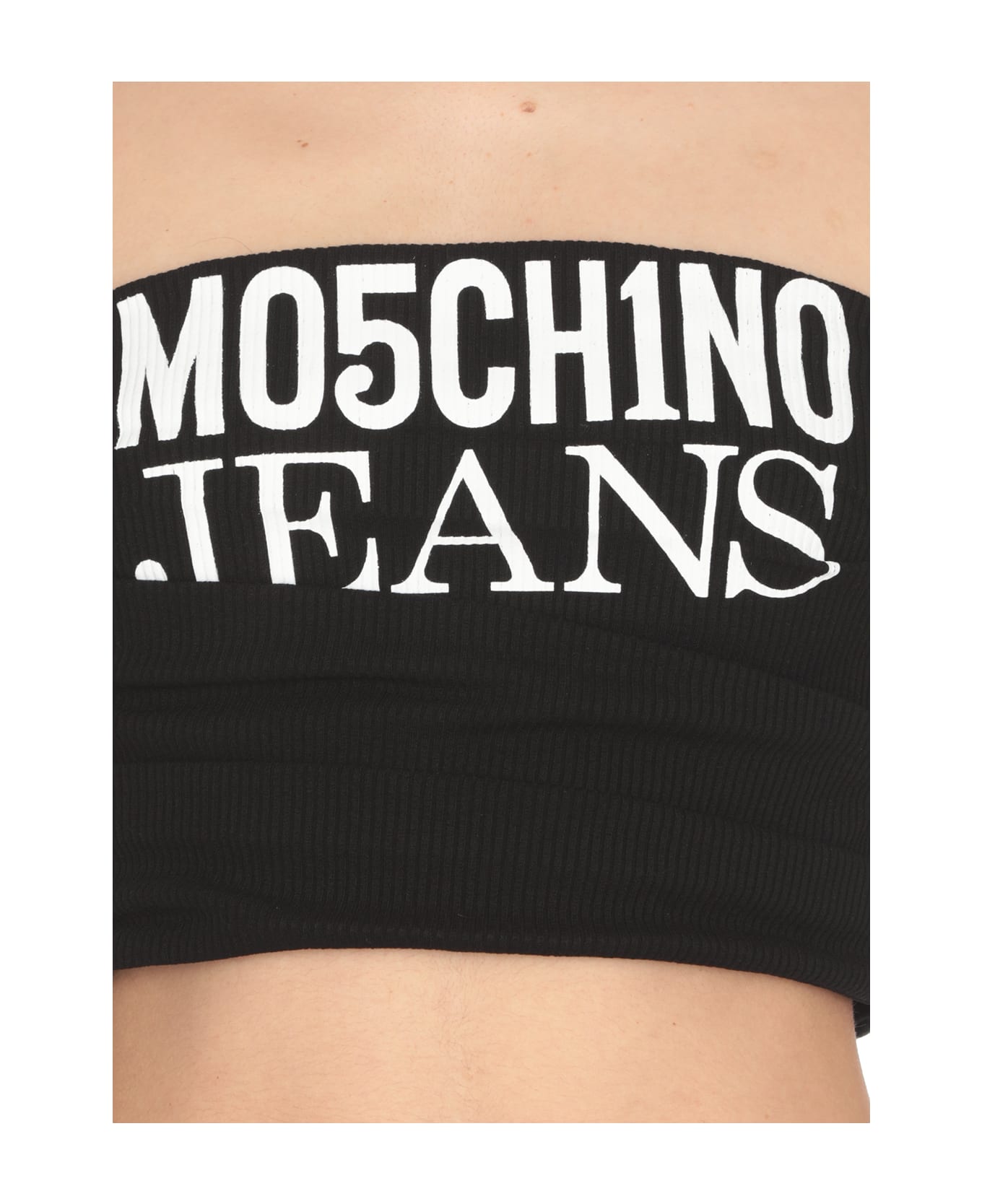 M05CH1N0 Jeans Top With Logo - Black