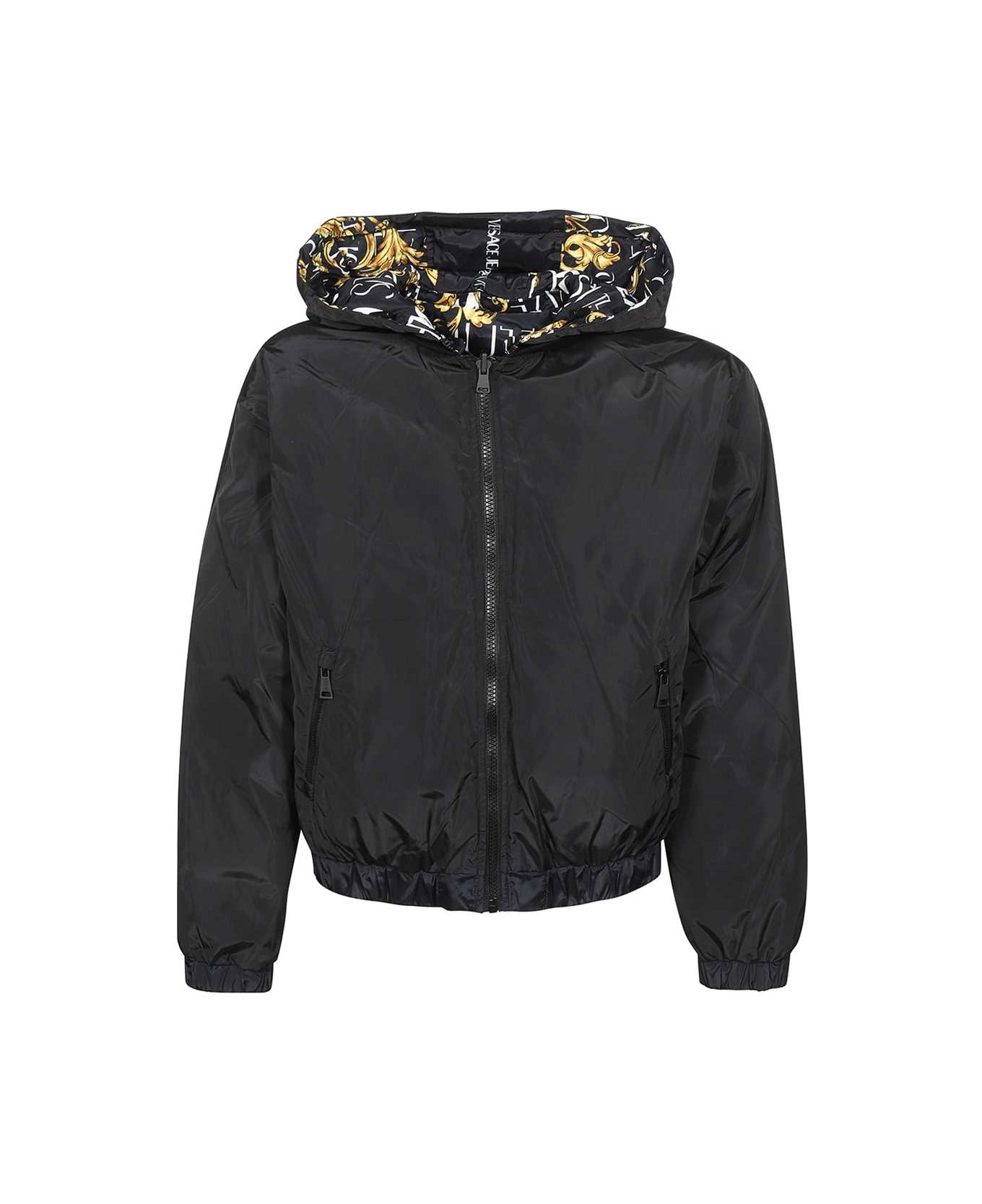 Versace Jeans Couture Reversible Hooded Down Jacket - black