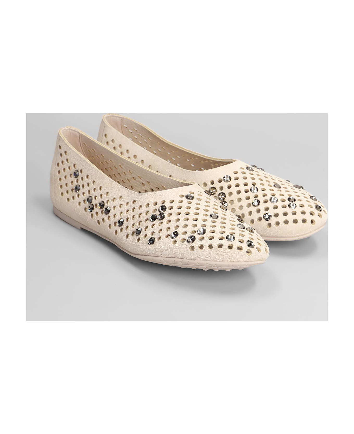 Pedro Garcia Ariane Ballet Flats In Beige Suede - beige