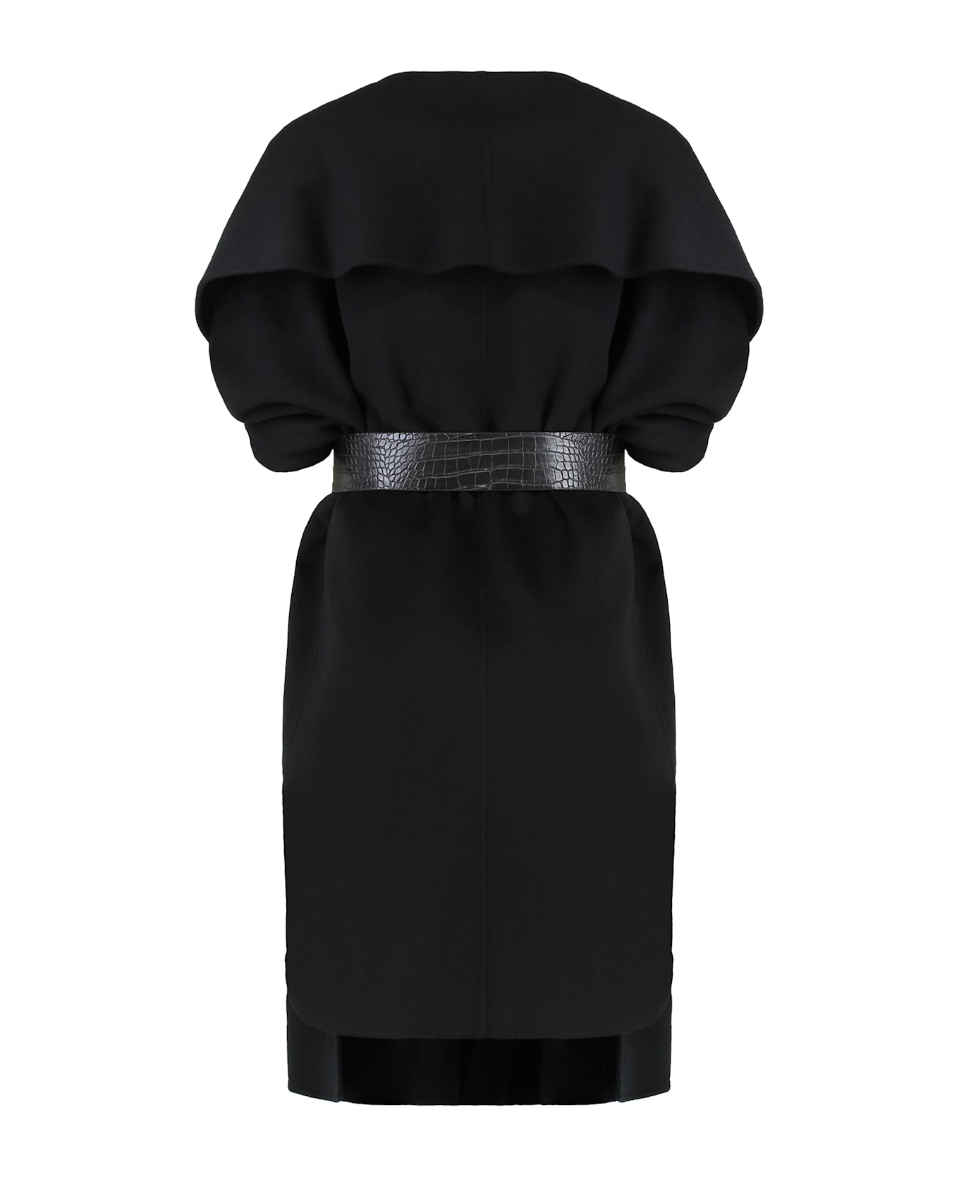 Elisabetta Franchi Mantle In Wool Fabric Double - black