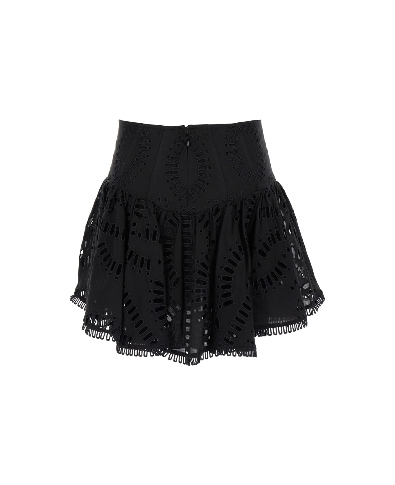 Charo Ruiz Black High Waisted 'favik' Miniskirt With Embroidery In Cotton Blend Woman - Black