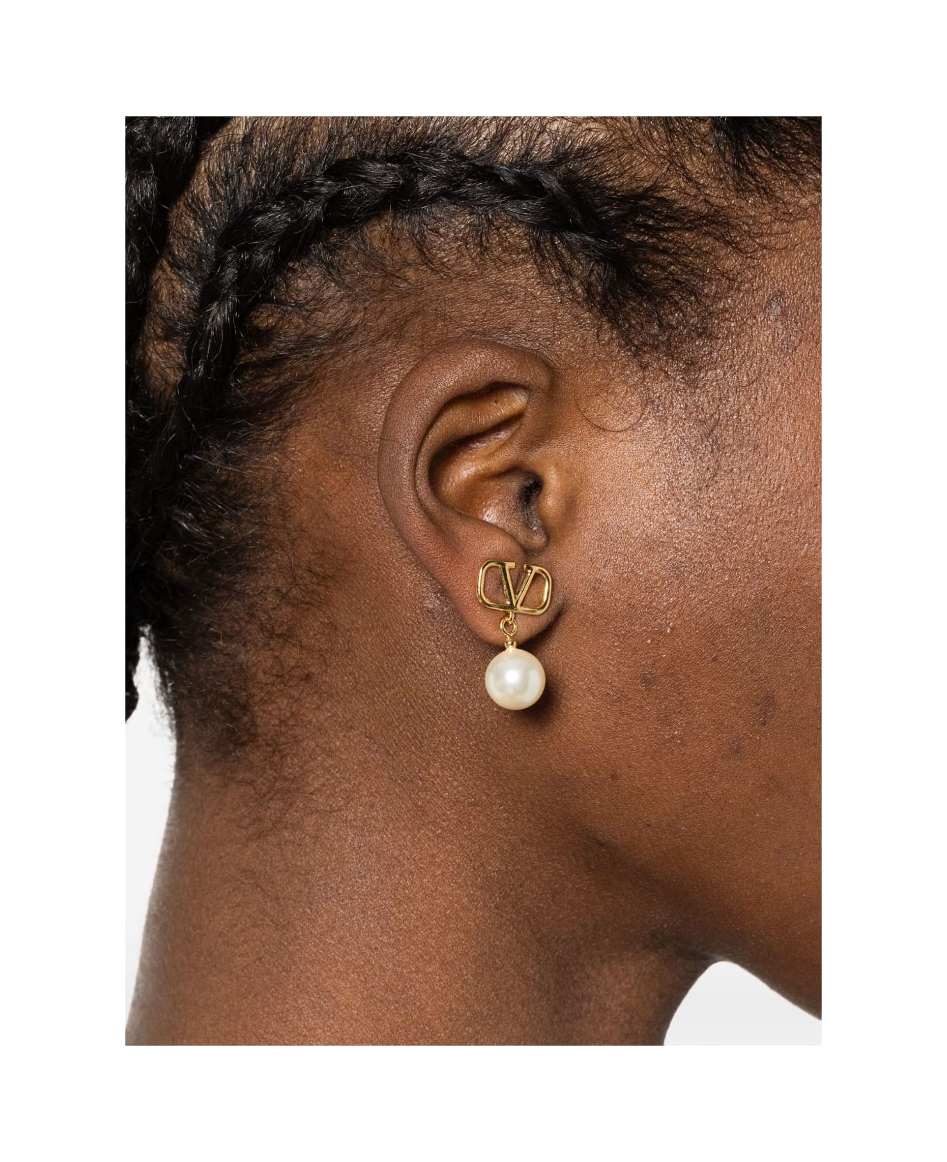 Valentino Garavani Vlogo Pearl Pendant Earrings - Golden