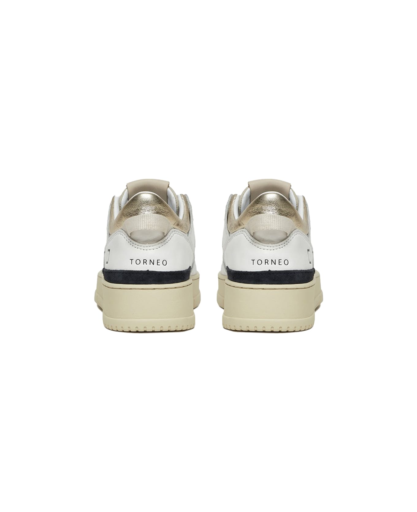 D.A.T.E. Women's Torneo White Gold Leather Sneaker スニーカー