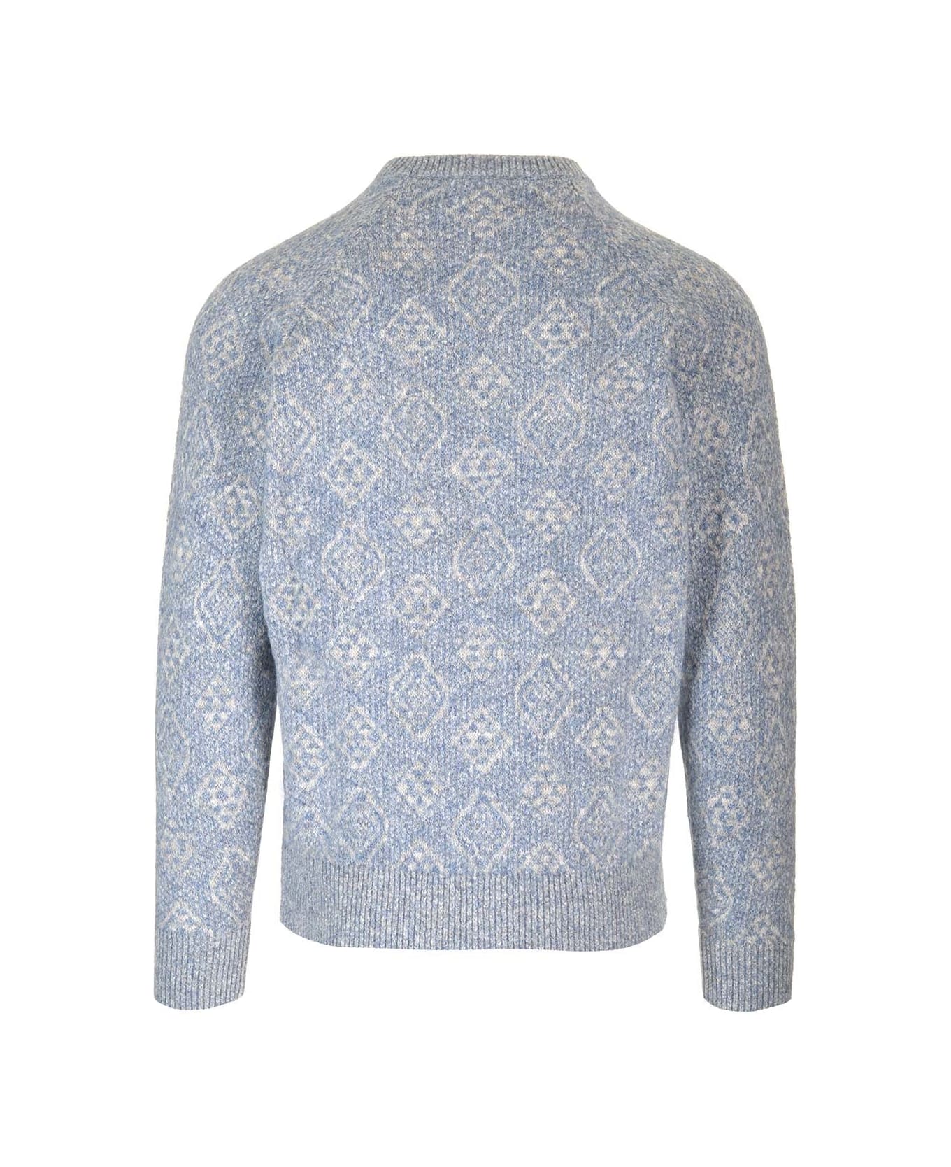 Brunello Cucinelli "geometric" Jacquard Sweater - Light blue