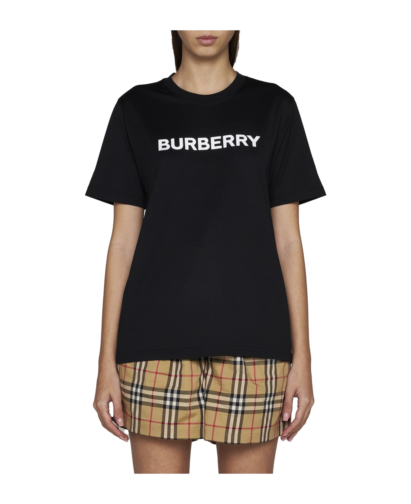 Burberry Logo Printed Crewneck T-shirt - Black