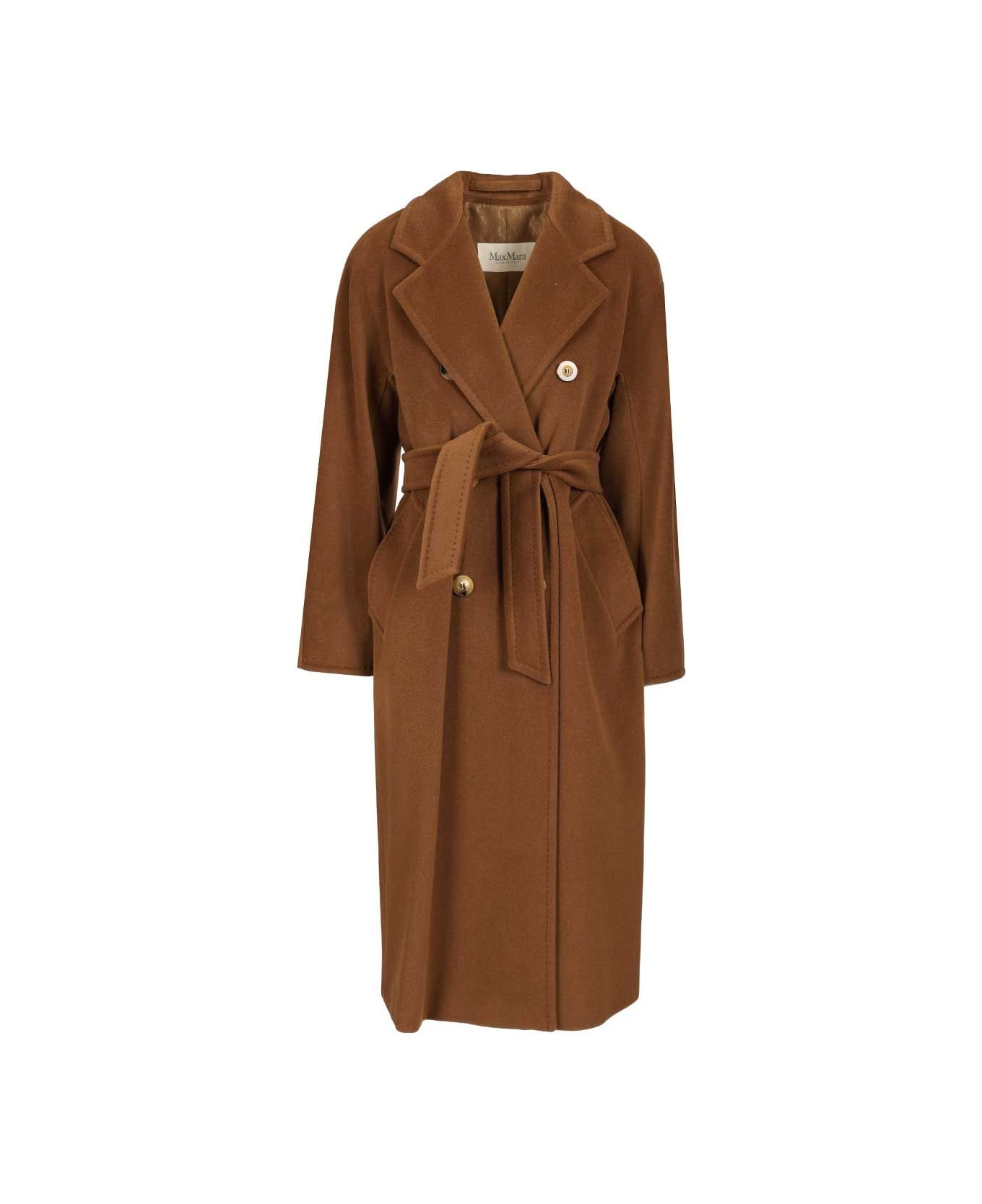 Max Mara Double-breasted Coat With Belt - BROWN