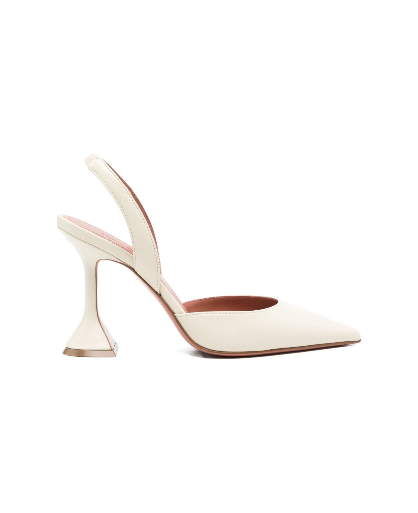 Amina Muaddi Holli Leather Slingback Pumps - Beige
