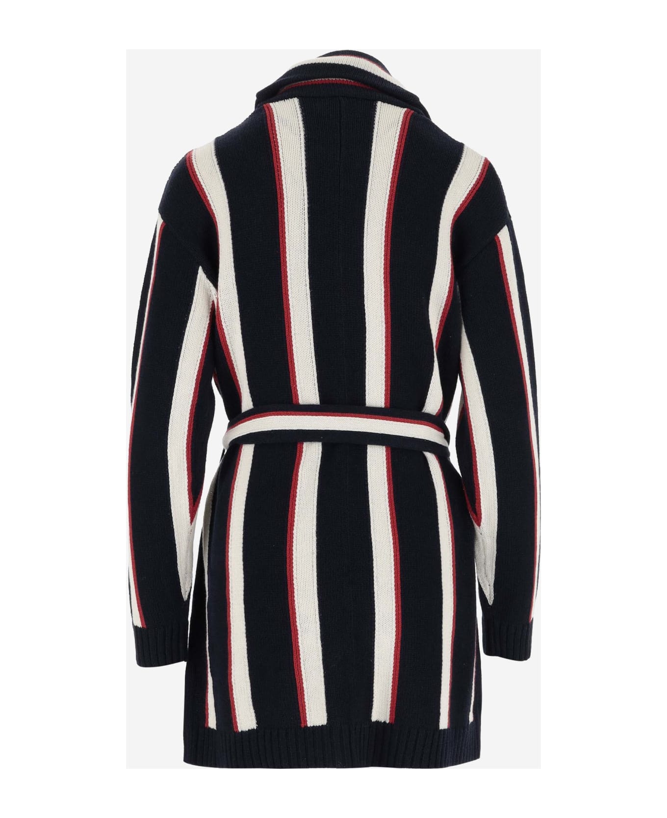 Ralph Lauren Striped Linen And Cotton Blend Cardigan - Red