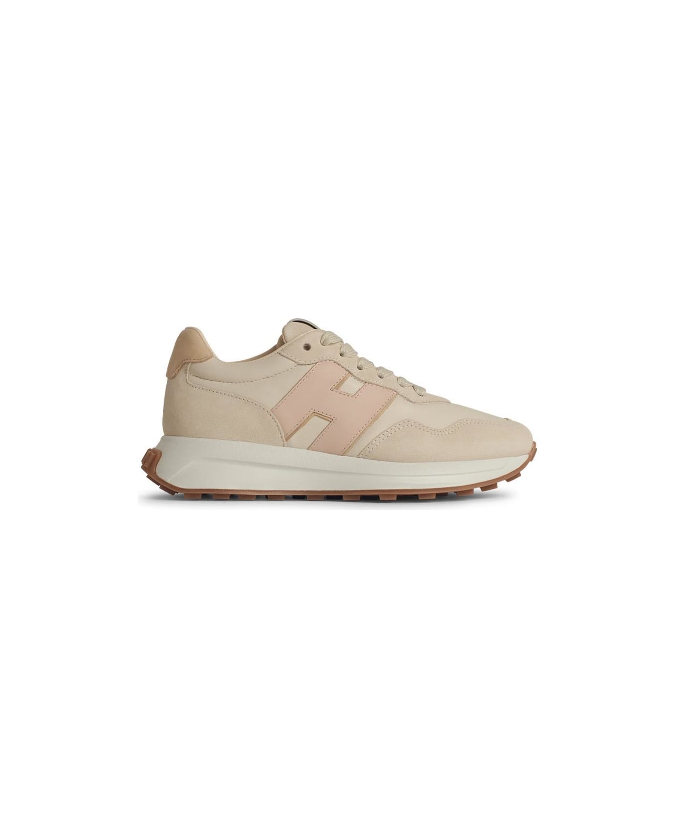 Hogan 'h641' Beige Leather Sneakers - Pink