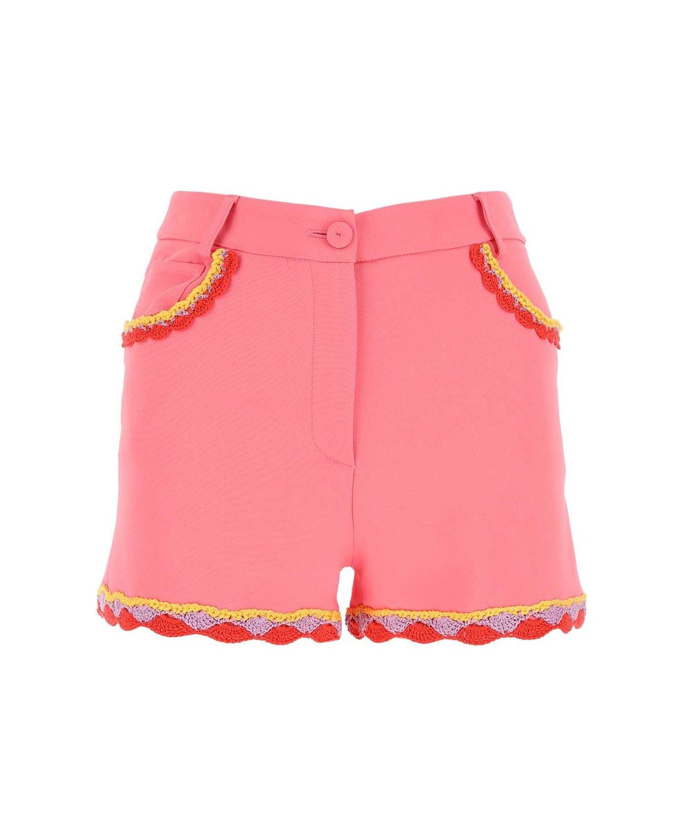 Moschino High-waist Lace-trim Buttoned Shorts - PINK