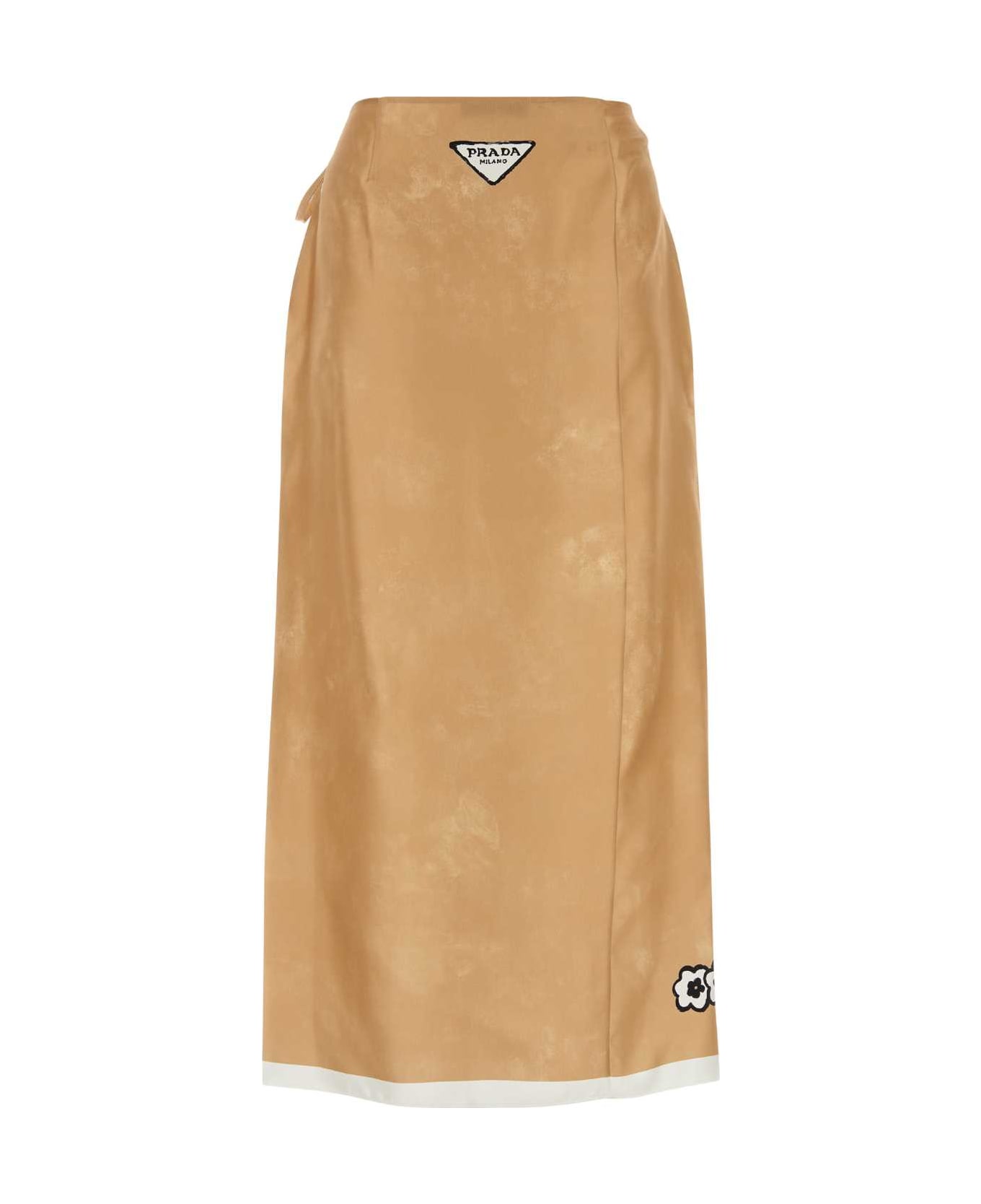 Prada Camel Silk Skirt - CORDANATURALE