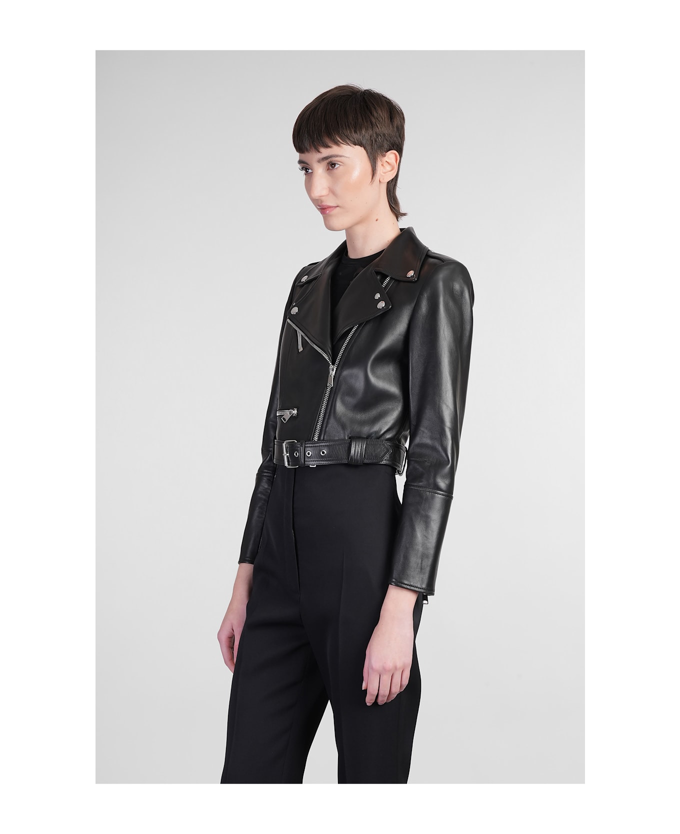 Alexander McQueen Biker Jacket In Black Leather - black