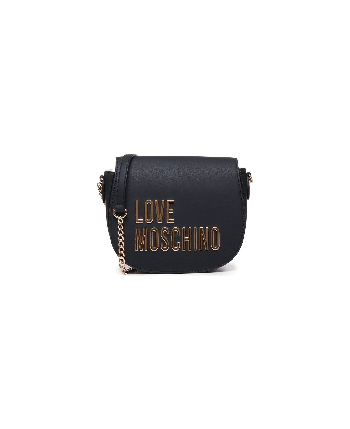 Love Moschino Logo Lettering Chain Linked Crossbody Bag - Nero