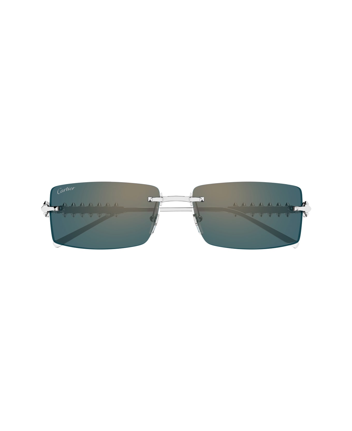 Cartier Eyewear Cartier Ct0604s Clash De Cartier 005 Silver Green Sunglasses - Argento