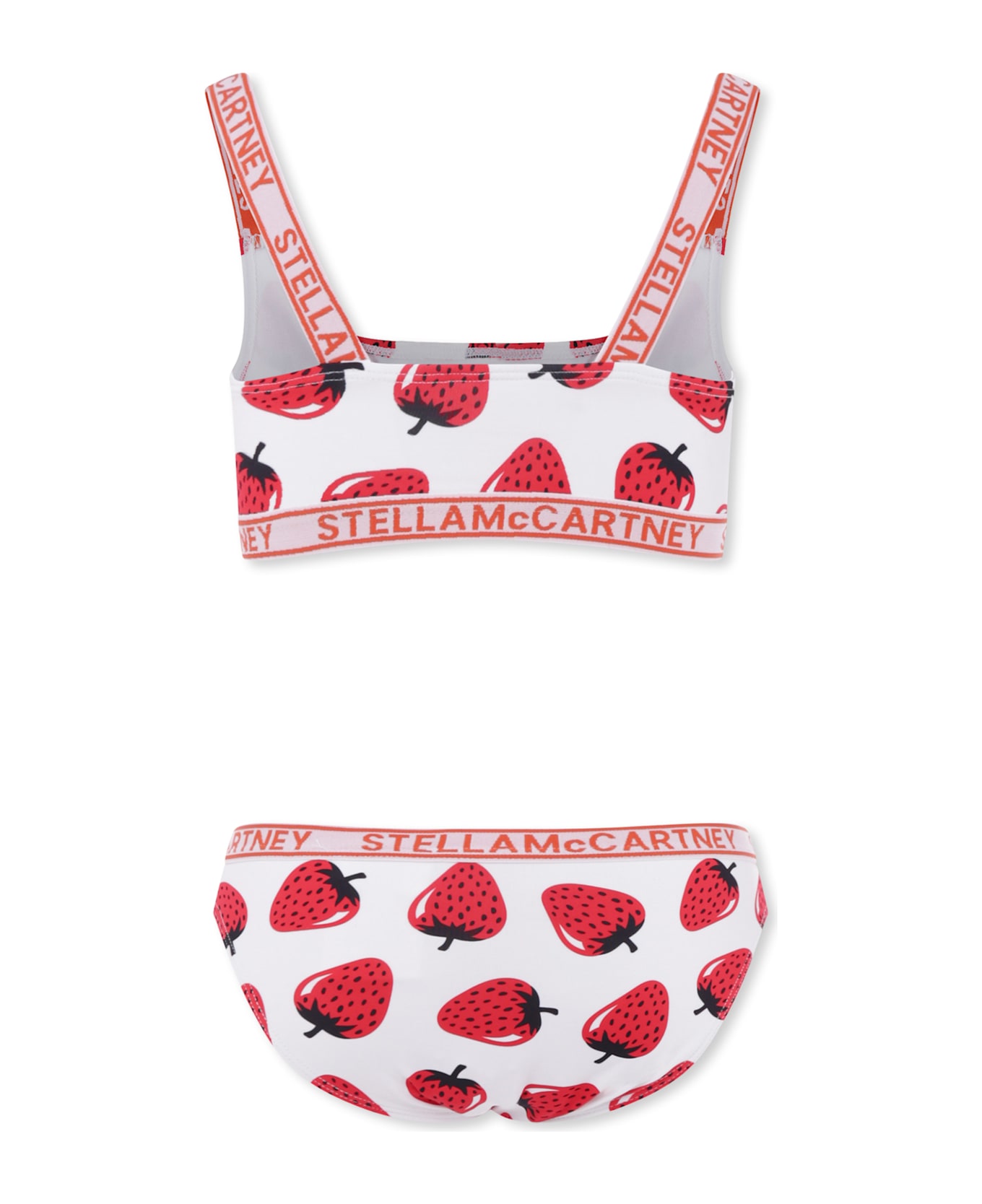 Stella McCartney Kids White Bikini For Girl With Strawberry Print - Ivory