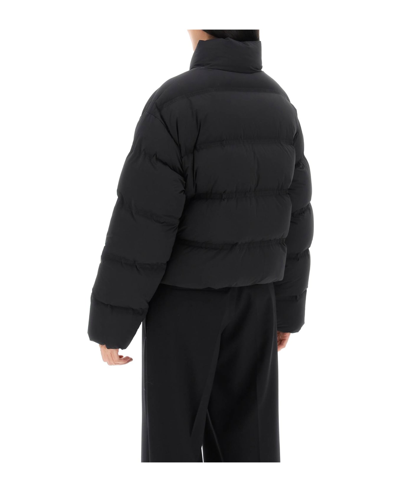 Alexander Wang Jaquard Channel Cropped Puffer W/ Reflective Logo - BLACK (Black)