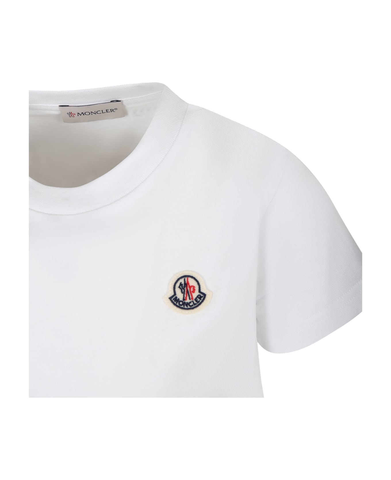 Moncler White T-shirt For Kids With Logo - White