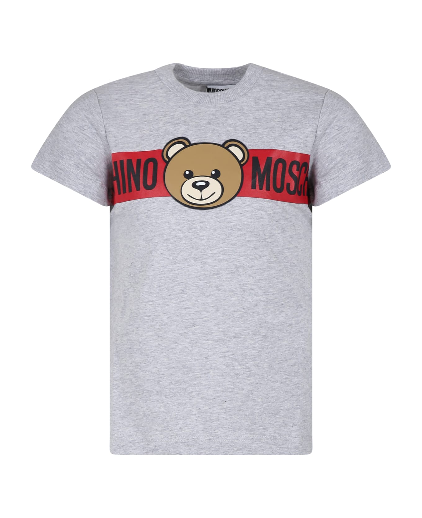 Moschino Grey T-shirt For Kids With Teddy Bear And Logo - Grey