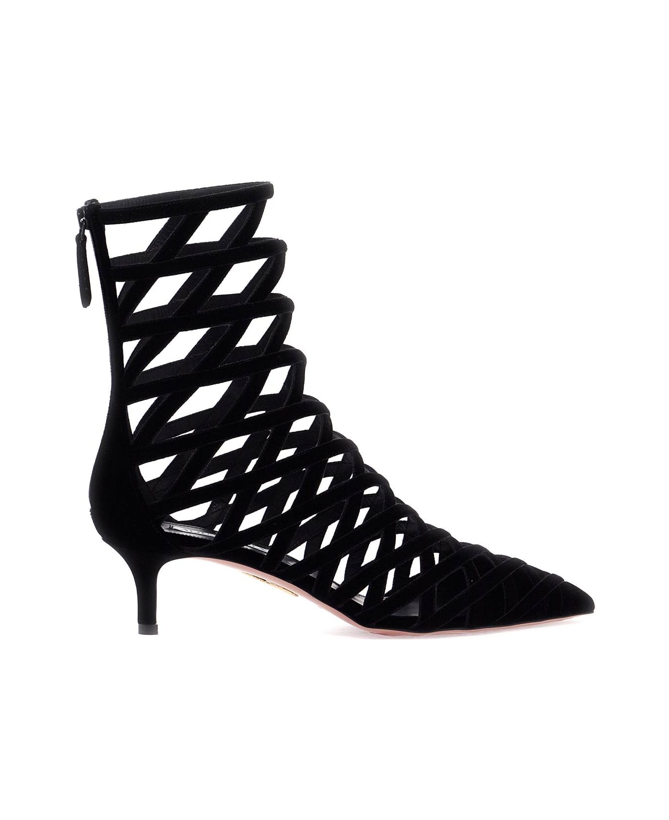 Aquazzura 50mm Romance Cut-out Suede Bootie - BLACK (Black)