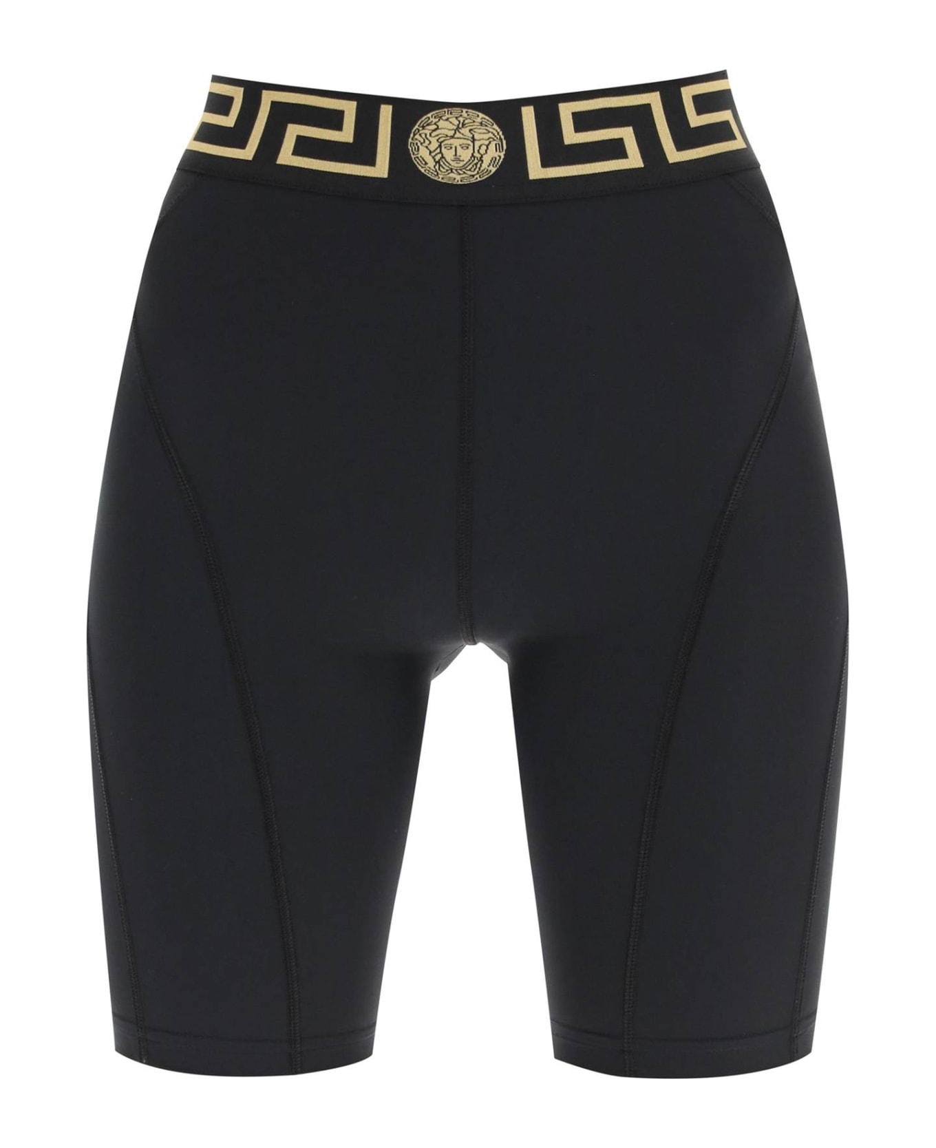 Versace Cyclist Bermuda Shorts With 'greek' Border - Black ショーツ